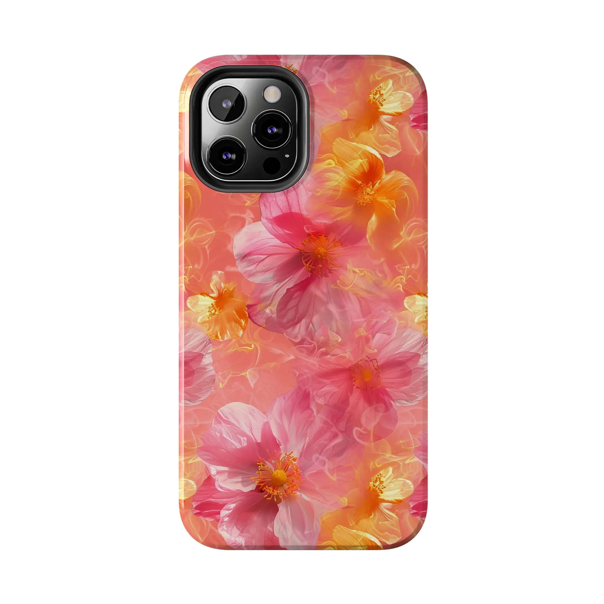 Pink and Yellow Fantasy Floral pattern iPhone Case, Aesthetic Phone Cover, Artsy Floral Design, Protective Phone Cover compatible with a large variety of iPhone models, Phone Case, Gift