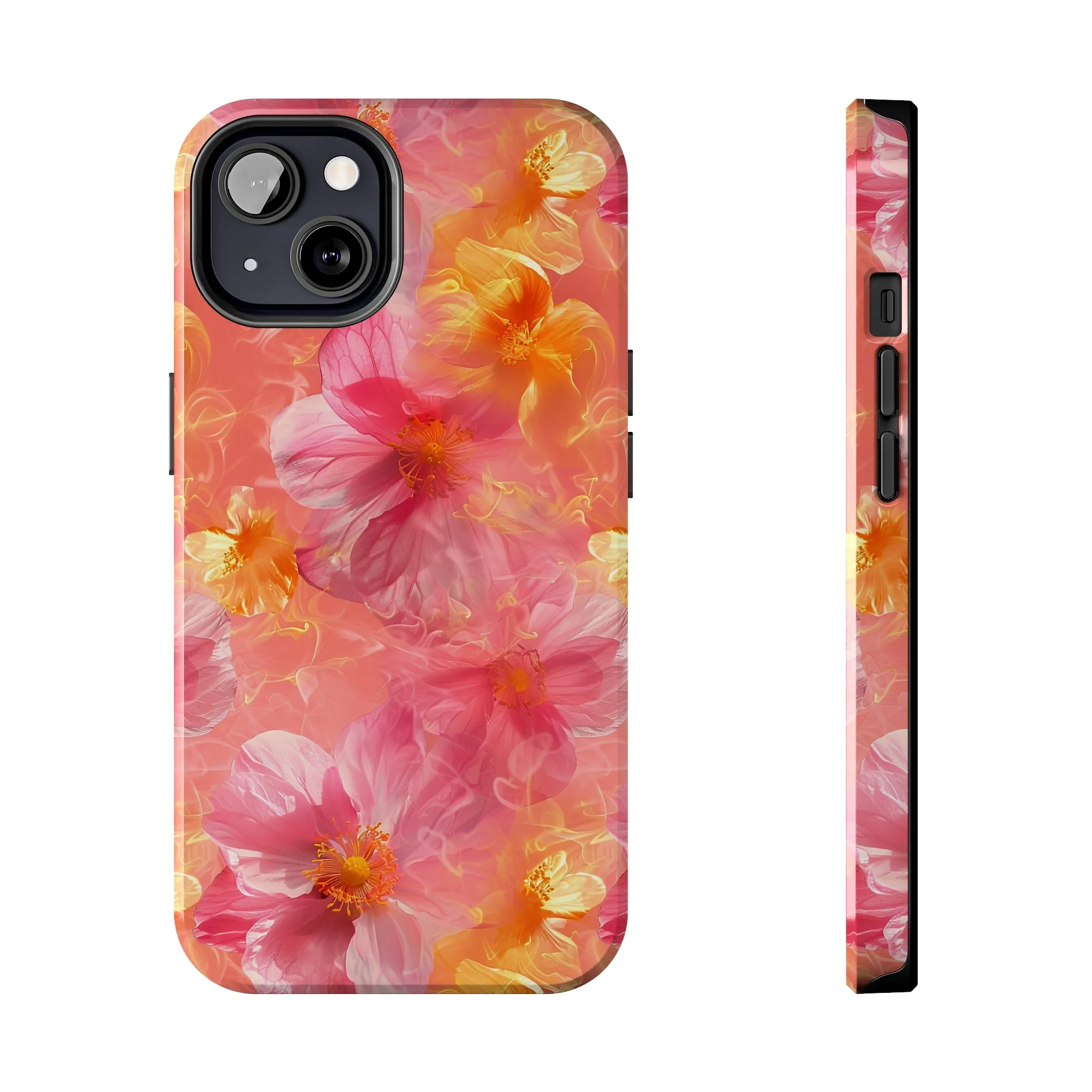 Pink and Yellow Fantasy Floral pattern iPhone Case, Aesthetic Phone Cover, Artsy Floral Design, Protective Phone Cover compatible with a large variety of iPhone models, Phone Case, Gift