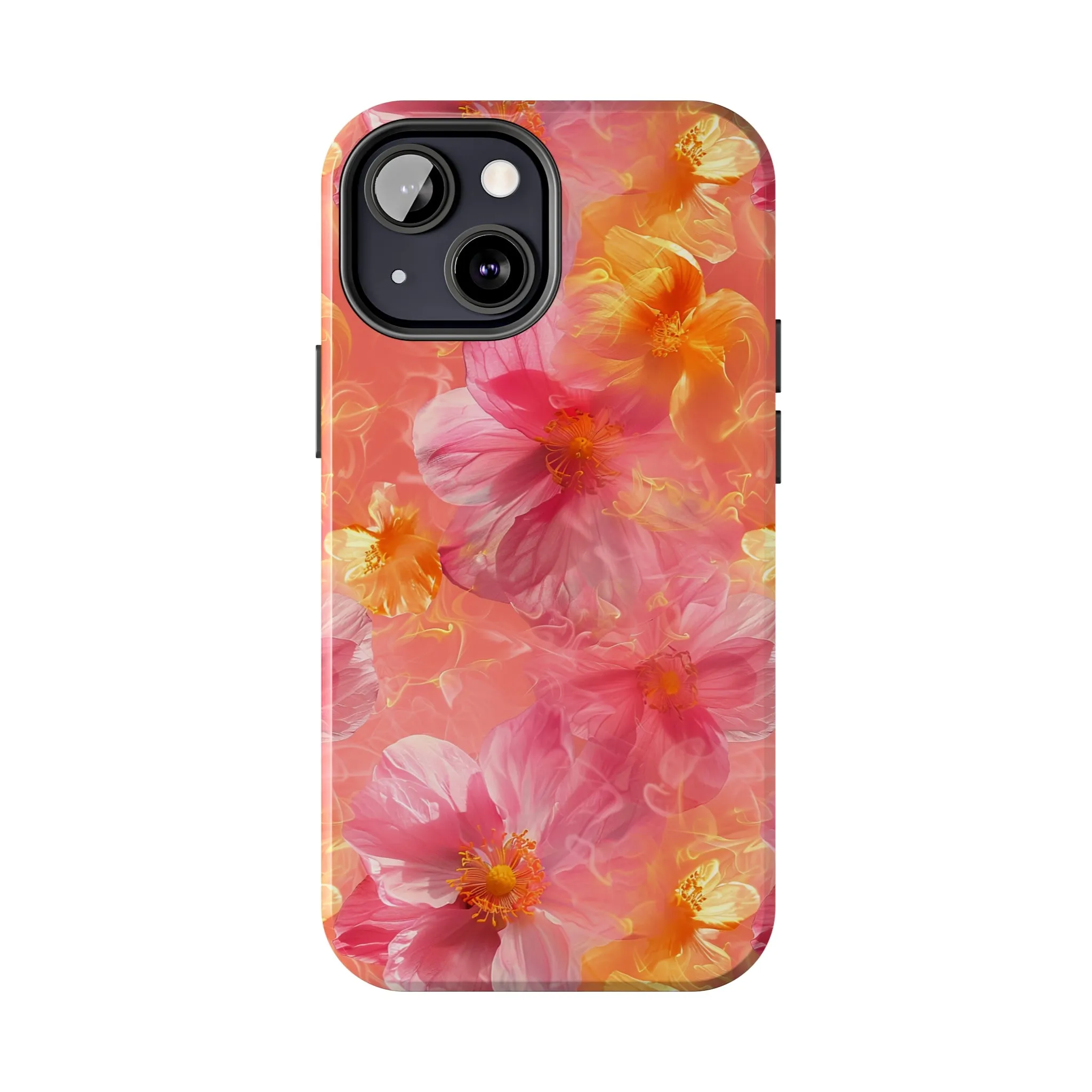 Pink and Yellow Fantasy Floral pattern iPhone Case, Aesthetic Phone Cover, Artsy Floral Design, Protective Phone Cover compatible with a large variety of iPhone models, Phone Case, Gift