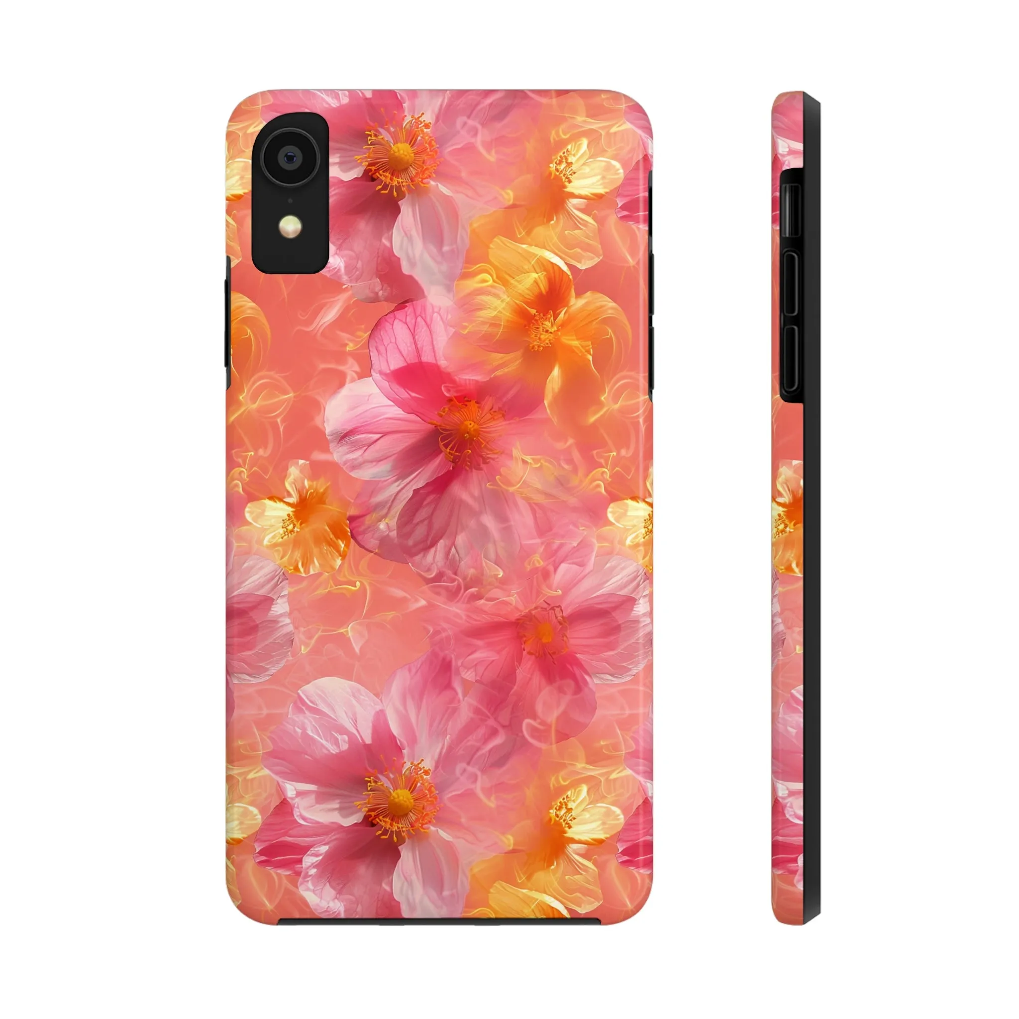 Pink and Yellow Fantasy Floral pattern iPhone Case, Aesthetic Phone Cover, Artsy Floral Design, Protective Phone Cover compatible with a large variety of iPhone models, Phone Case, Gift