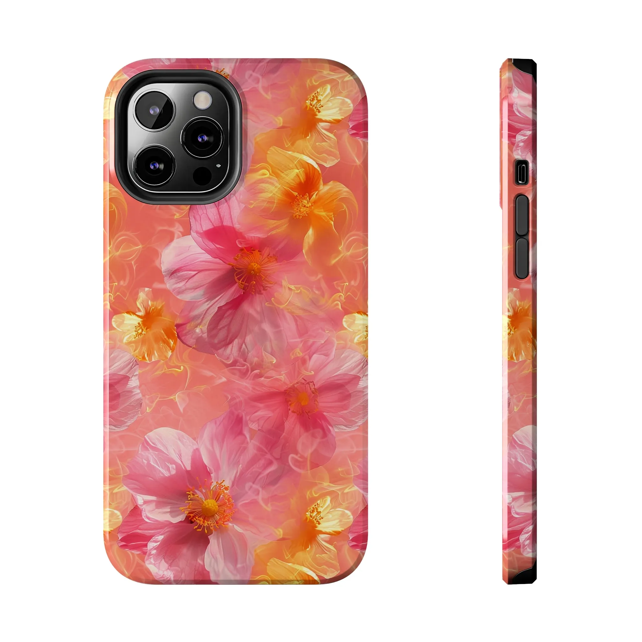 Pink and Yellow Fantasy Floral pattern iPhone Case, Aesthetic Phone Cover, Artsy Floral Design, Protective Phone Cover compatible with a large variety of iPhone models, Phone Case, Gift