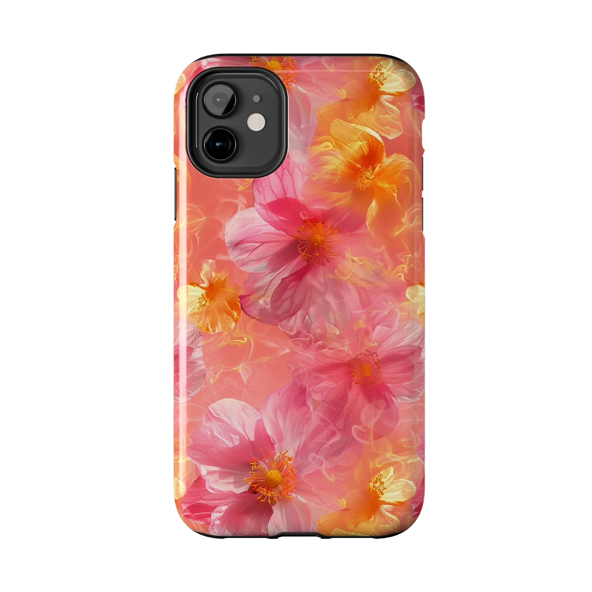 Pink and Yellow Fantasy Floral pattern iPhone Case, Aesthetic Phone Cover, Artsy Floral Design, Protective Phone Cover compatible with a large variety of iPhone models, Phone Case, Gift