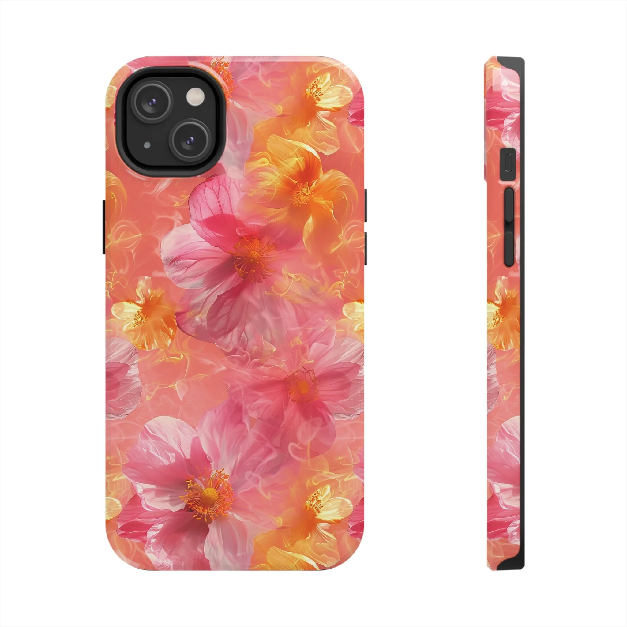 Pink and Yellow Fantasy Floral pattern iPhone Case, Aesthetic Phone Cover, Artsy Floral Design, Protective Phone Cover compatible with a large variety of iPhone models, Phone Case, Gift