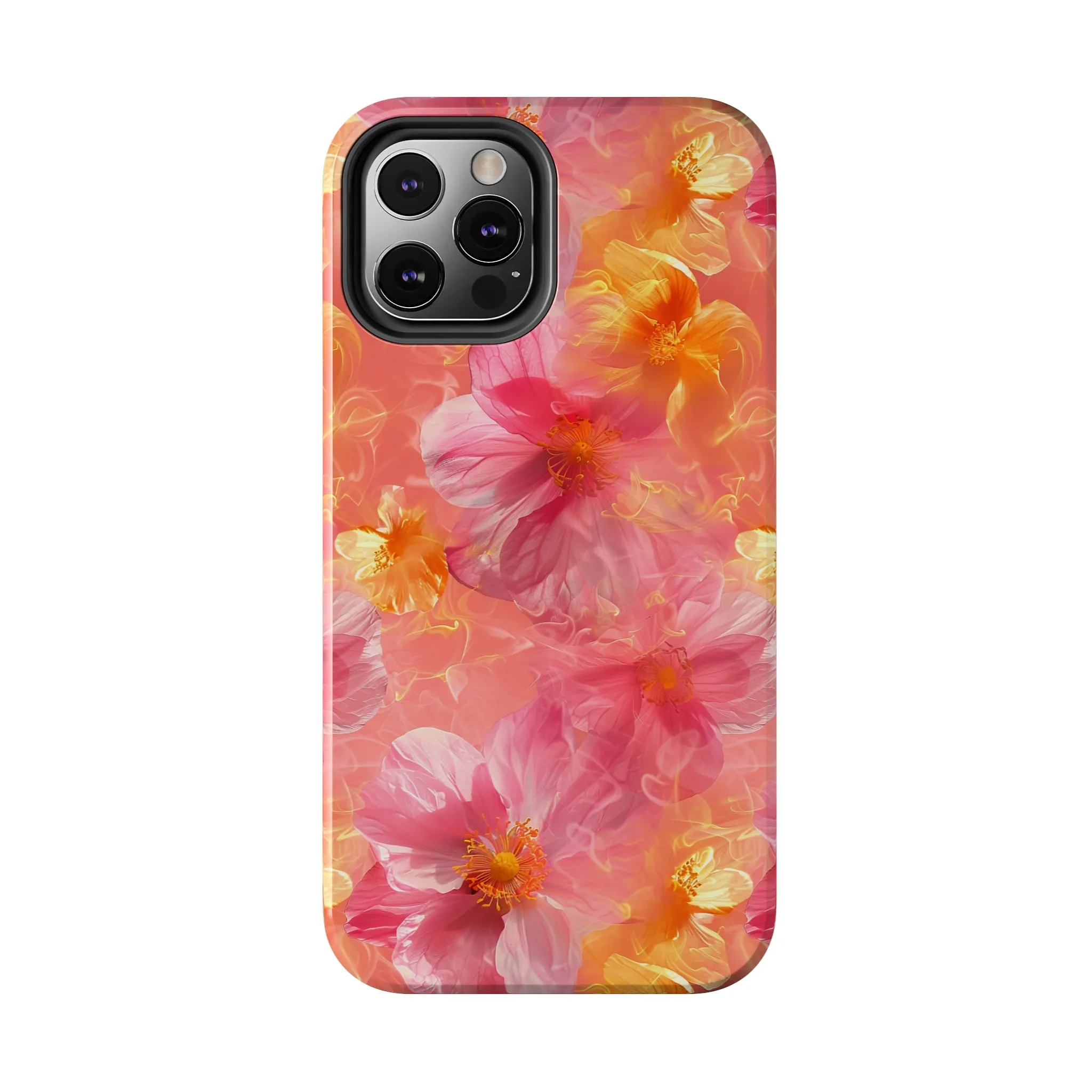 Pink and Yellow Fantasy Floral pattern iPhone Case, Aesthetic Phone Cover, Artsy Floral Design, Protective Phone Cover compatible with a large variety of iPhone models, Phone Case, Gift