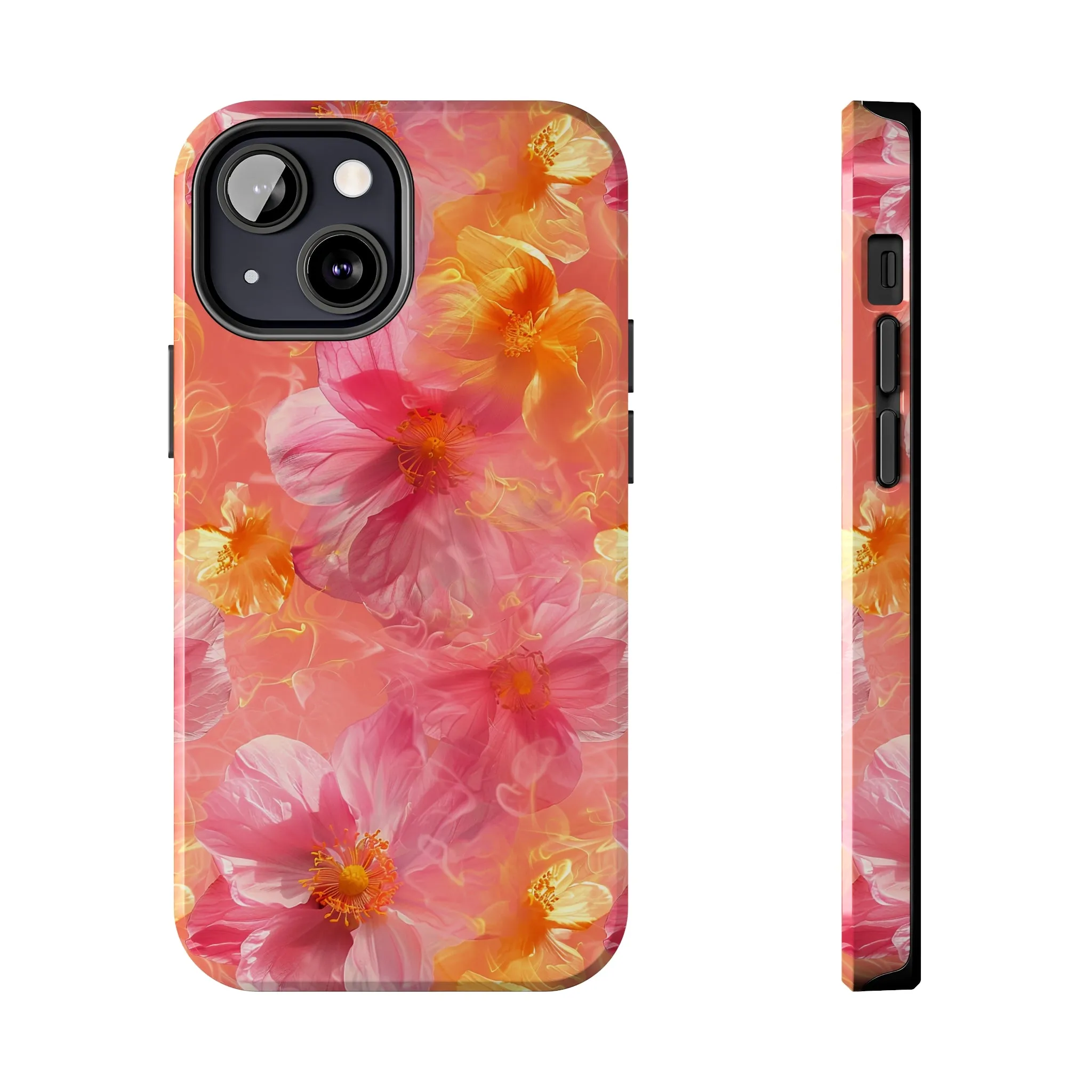 Pink and Yellow Fantasy Floral pattern iPhone Case, Aesthetic Phone Cover, Artsy Floral Design, Protective Phone Cover compatible with a large variety of iPhone models, Phone Case, Gift