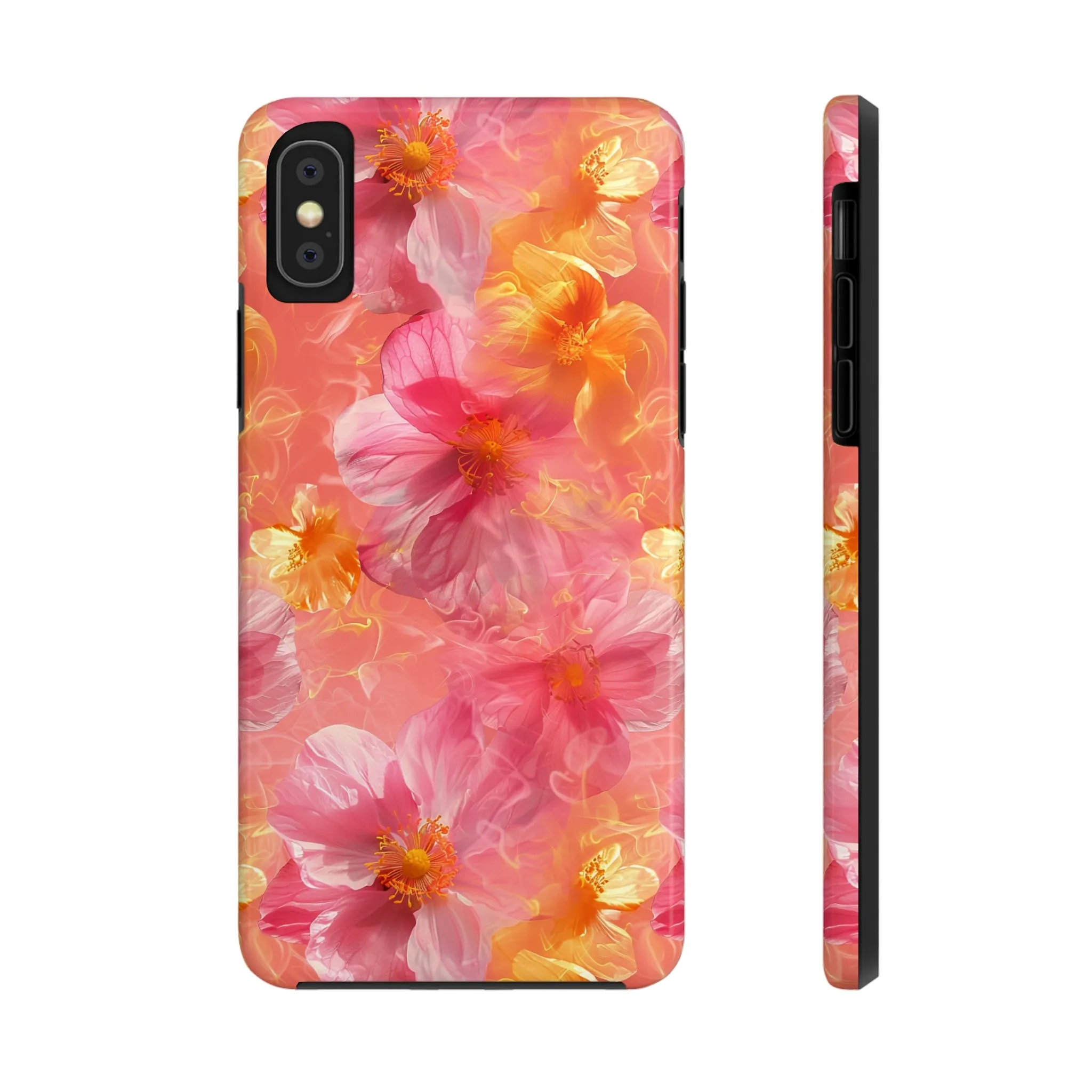 Pink and Yellow Fantasy Floral pattern iPhone Case, Aesthetic Phone Cover, Artsy Floral Design, Protective Phone Cover compatible with a large variety of iPhone models, Phone Case, Gift