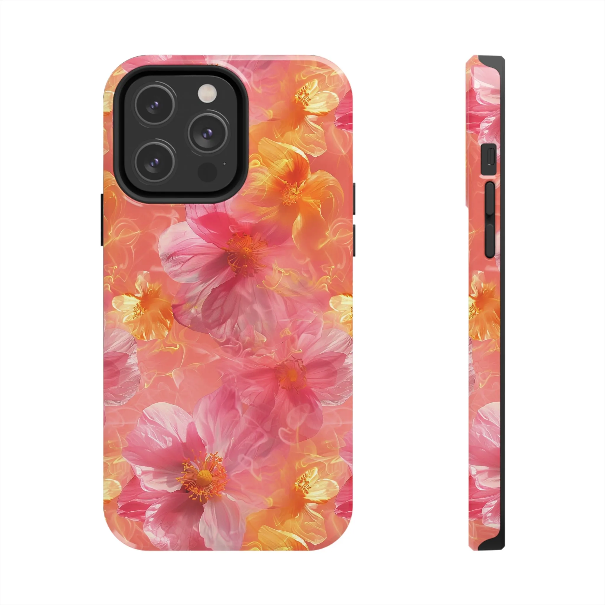 Pink and Yellow Fantasy Floral pattern iPhone Case, Aesthetic Phone Cover, Artsy Floral Design, Protective Phone Cover compatible with a large variety of iPhone models, Phone Case, Gift