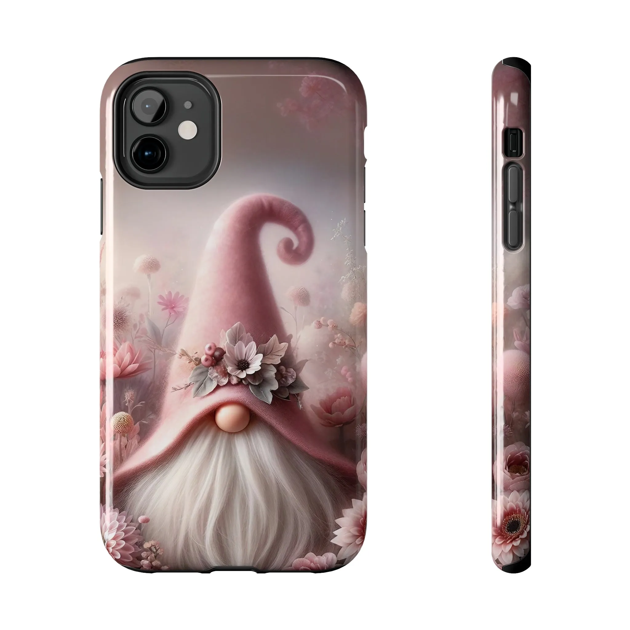 Pink Floral Fantasy Gnome Design Phone Case- Lightweight, Impact Resistant Cover for iPhone 6, 6s, 12, 13, 14, 15