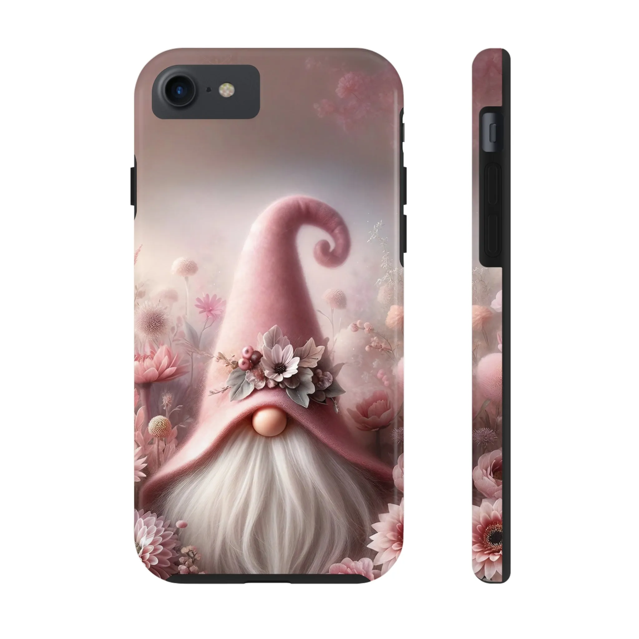 Pink Floral Fantasy Gnome Design Phone Case- Lightweight, Impact Resistant Cover for iPhone 6, 6s, 12, 13, 14, 15