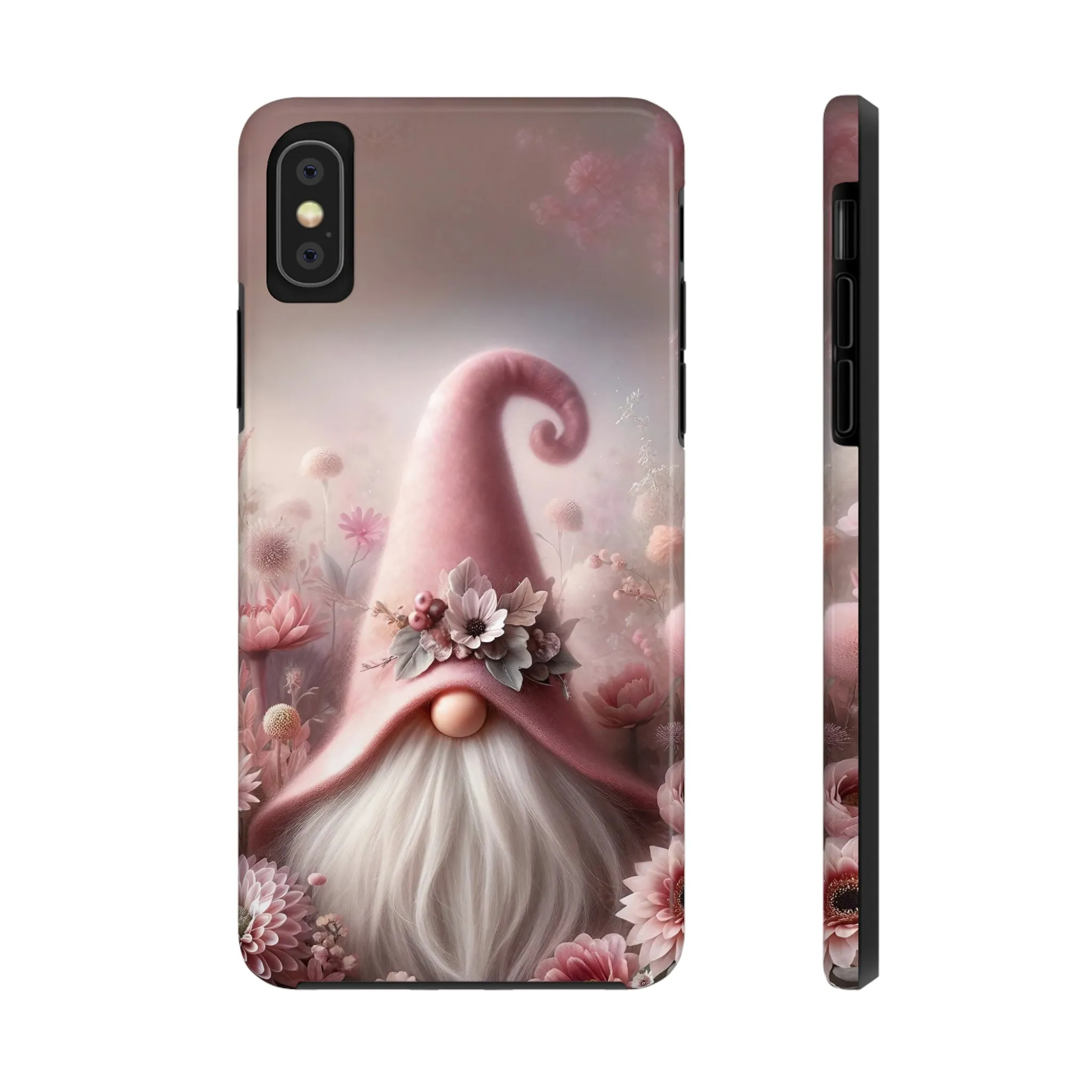 Pink Floral Fantasy Gnome Design Phone Case- Lightweight, Impact Resistant Cover for iPhone 6, 6s, 12, 13, 14, 15