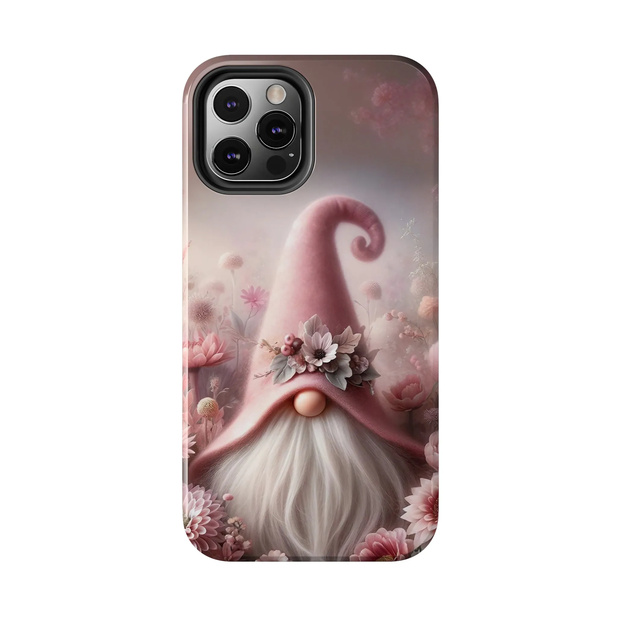 Pink Floral Fantasy Gnome Design Phone Case- Lightweight, Impact Resistant Cover for iPhone 6, 6s, 12, 13, 14, 15