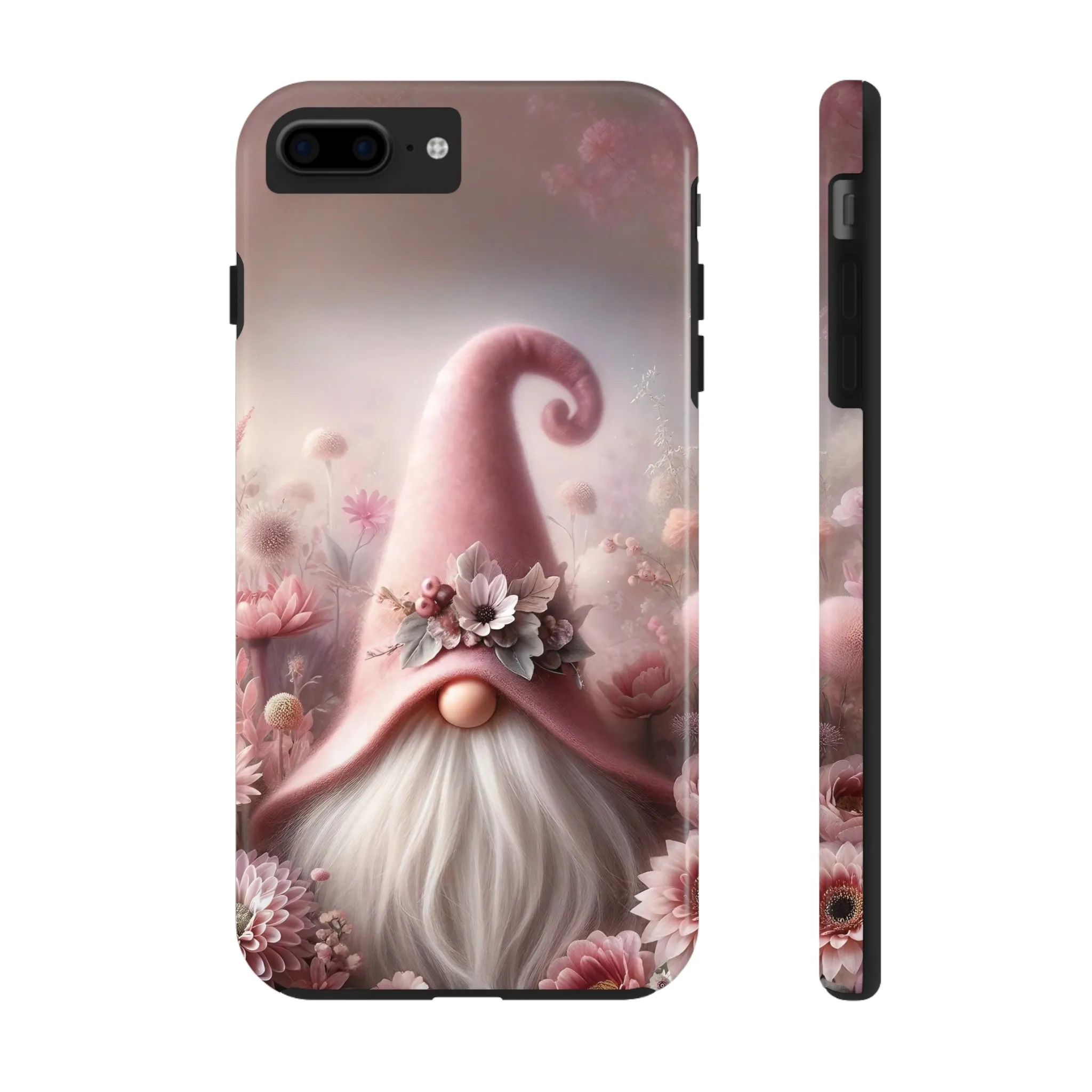 Pink Floral Fantasy Gnome Design Phone Case- Lightweight, Impact Resistant Cover for iPhone 6, 6s, 12, 13, 14, 15