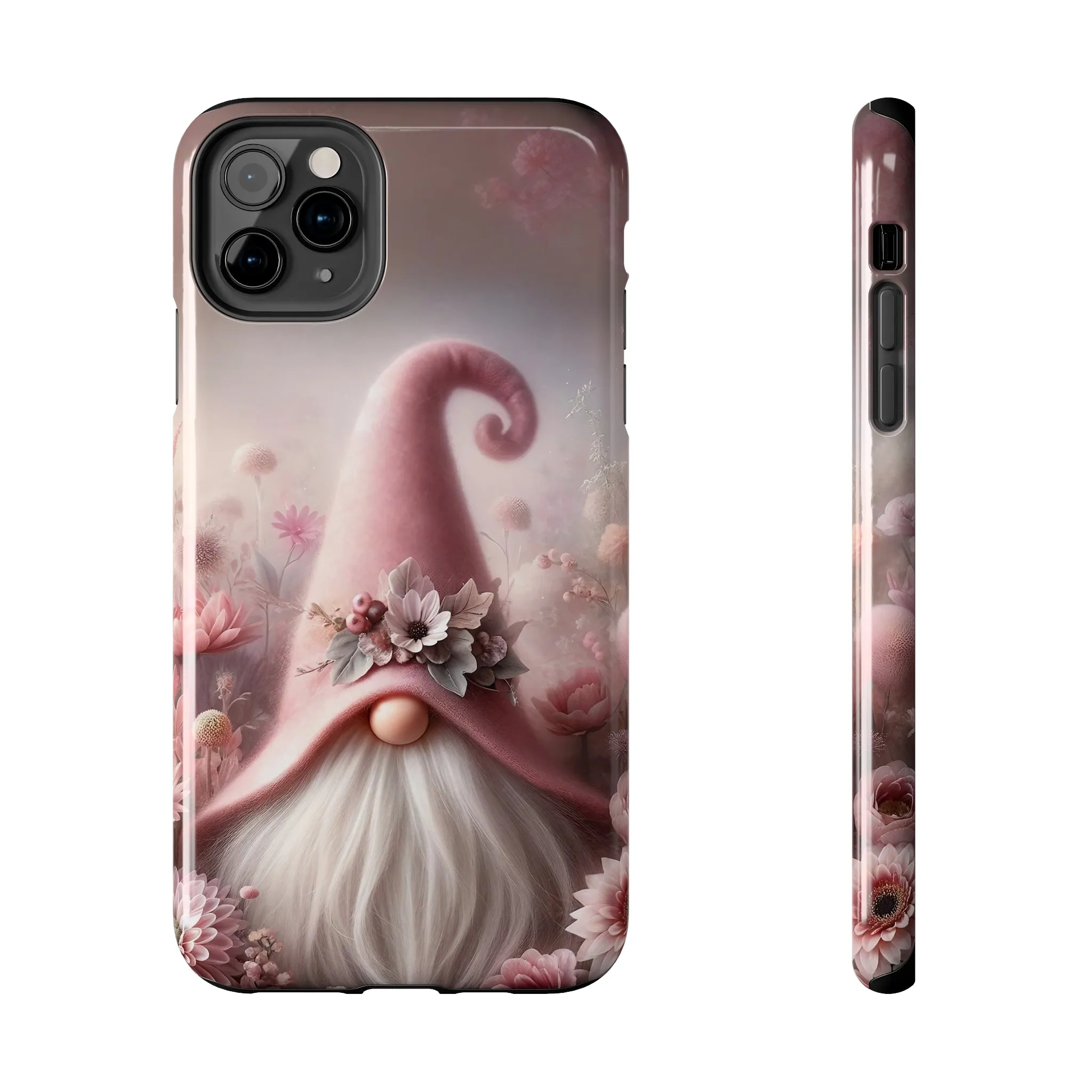 Pink Floral Fantasy Gnome Design Phone Case- Lightweight, Impact Resistant Cover for iPhone 6, 6s, 12, 13, 14, 15