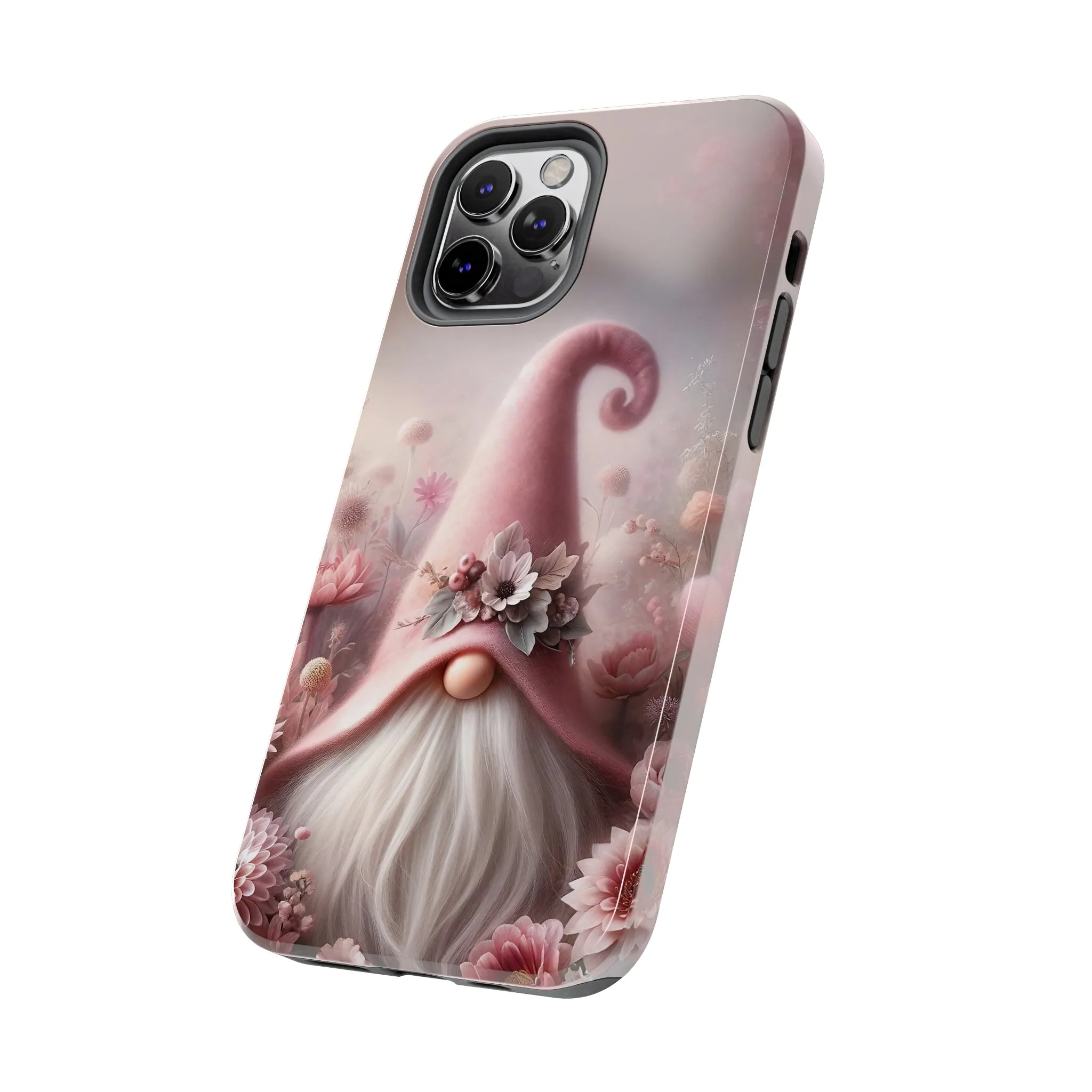 Pink Floral Fantasy Gnome Design Phone Case- Lightweight, Impact Resistant Cover for iPhone 6, 6s, 12, 13, 14, 15