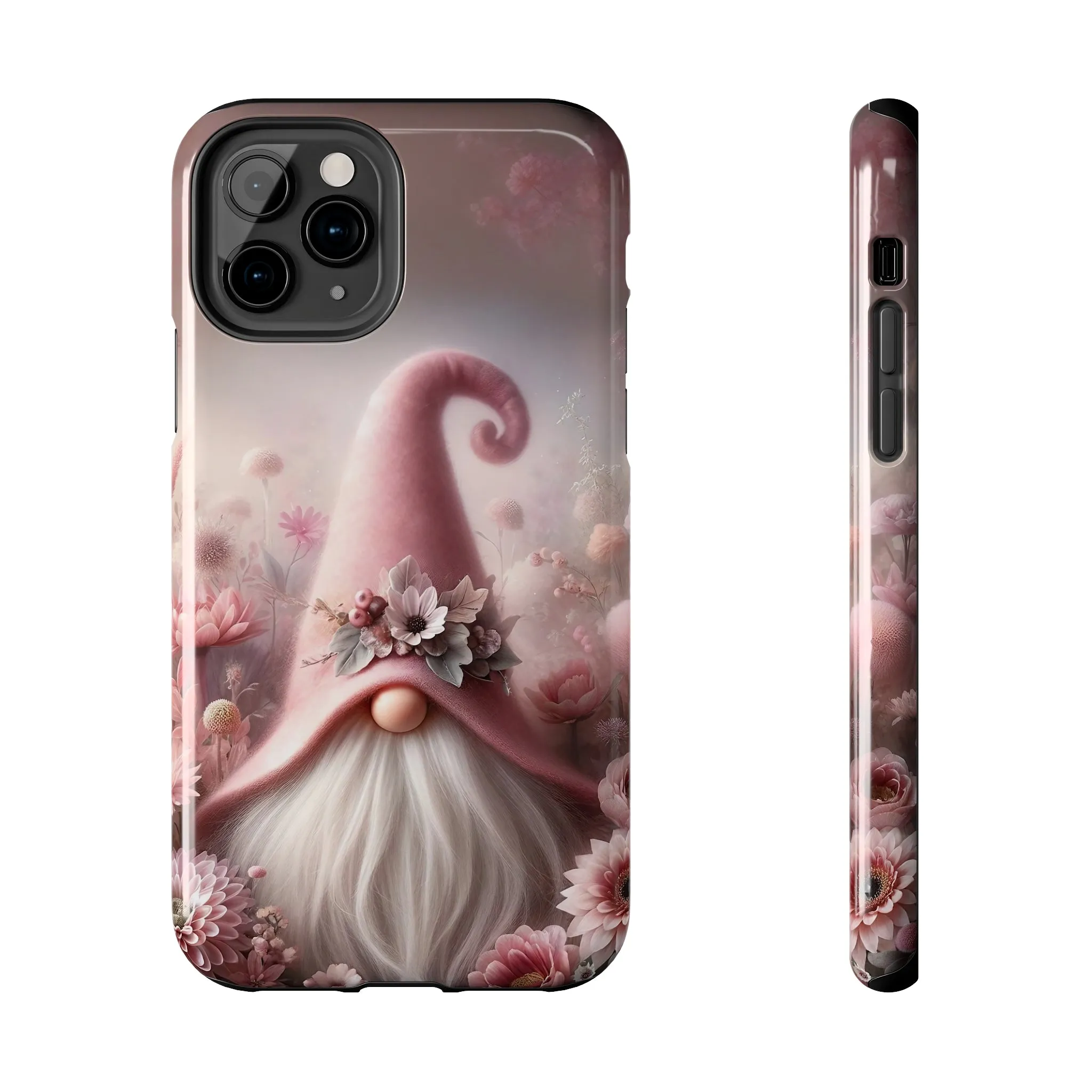 Pink Floral Fantasy Gnome Design Phone Case- Lightweight, Impact Resistant Cover for iPhone 6, 6s, 12, 13, 14, 15