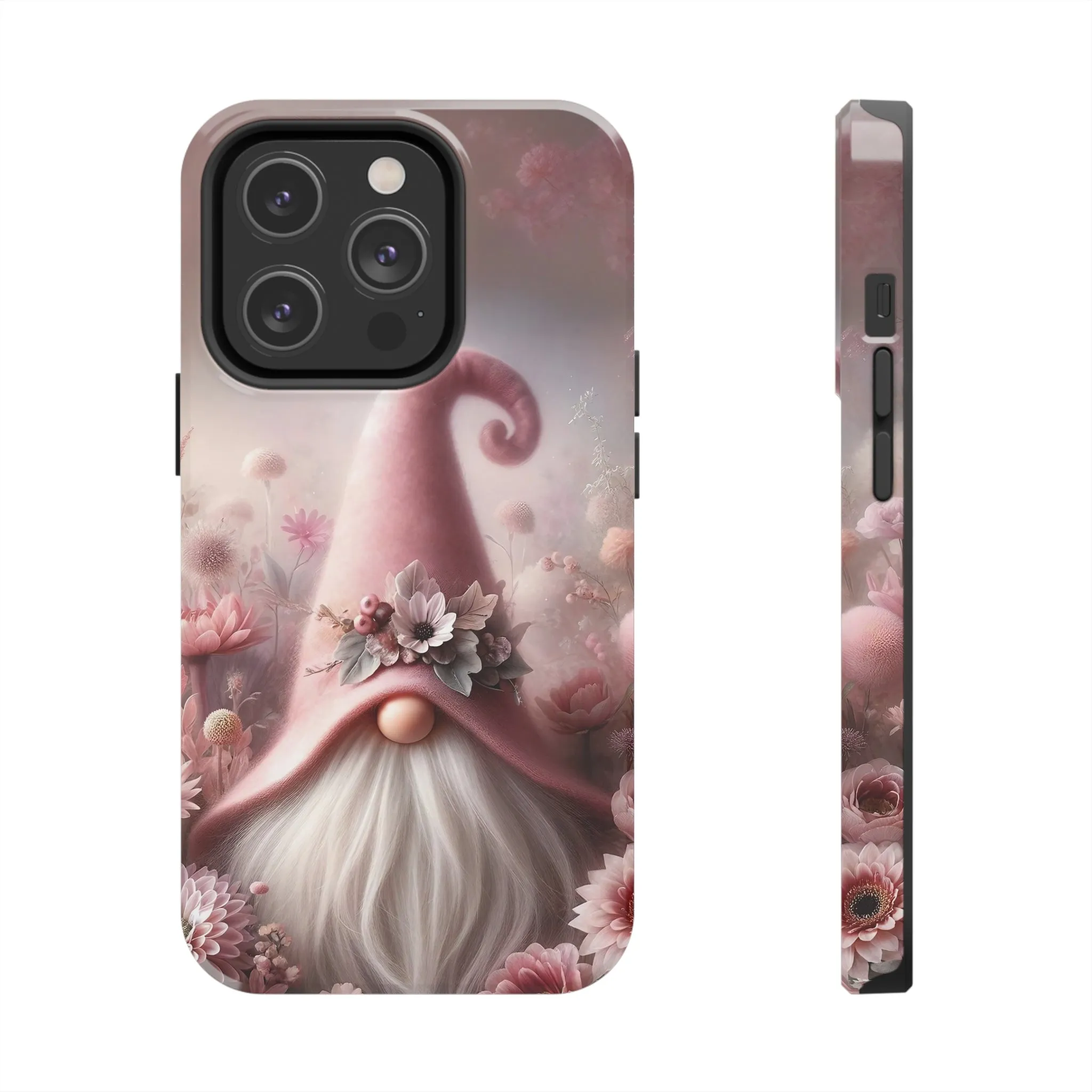 Pink Floral Fantasy Gnome Design Phone Case- Lightweight, Impact Resistant Cover for iPhone 6, 6s, 12, 13, 14, 15