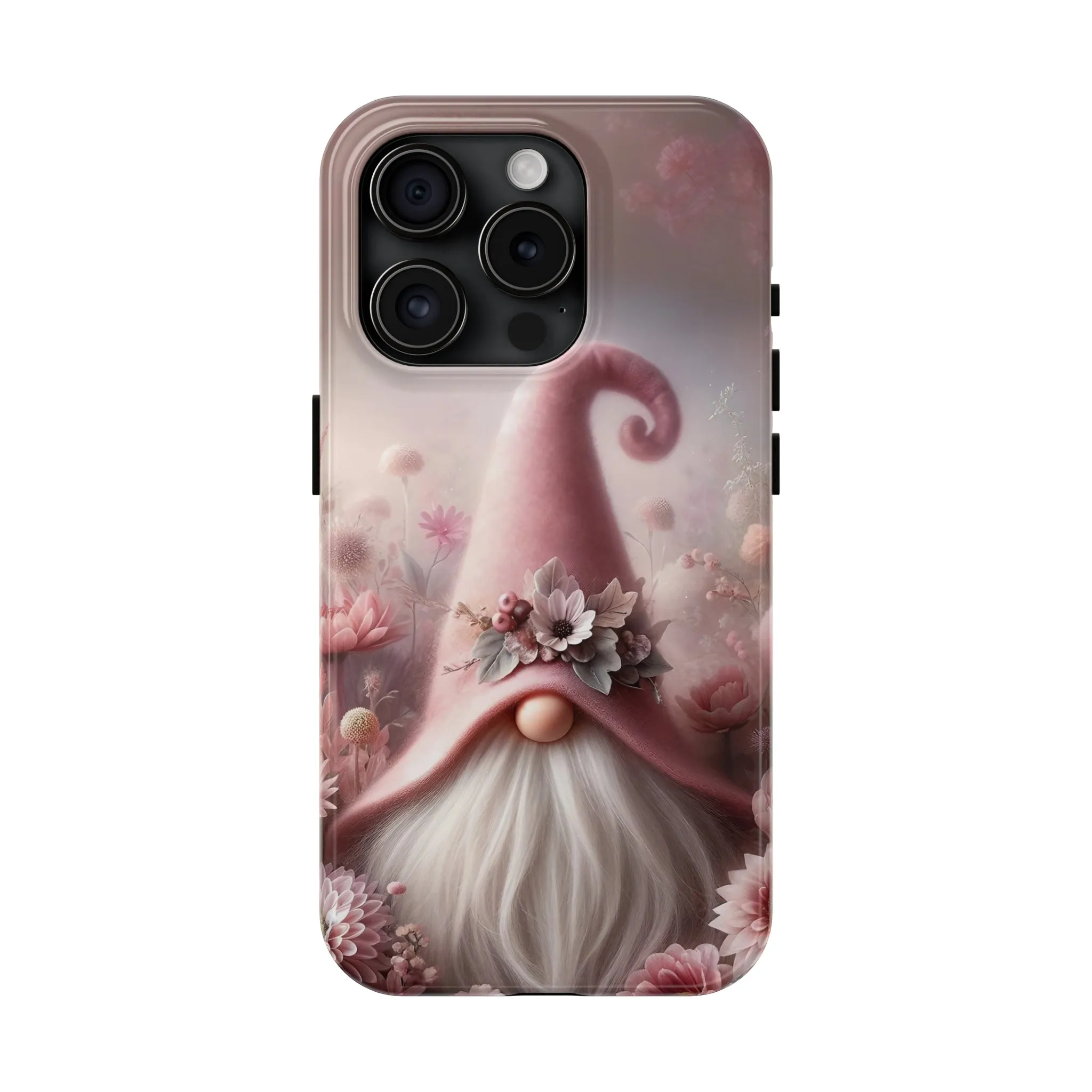 Pink Floral Fantasy Gnome Design Phone Case- Lightweight, Impact Resistant Cover for iPhone 6, 6s, 12, 13, 14, 15