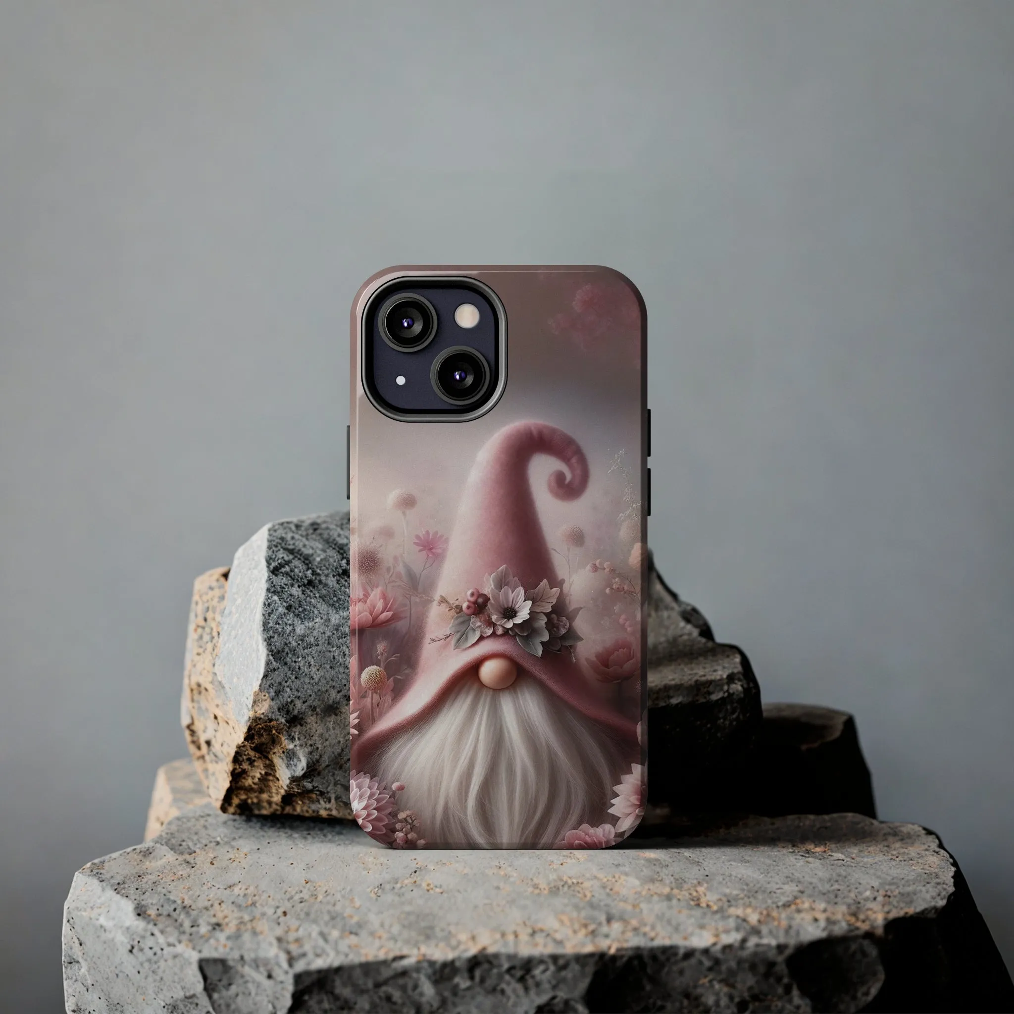 Pink Floral Fantasy Gnome Design Phone Case- Lightweight, Impact Resistant Cover for iPhone 6, 6s, 12, 13, 14, 15