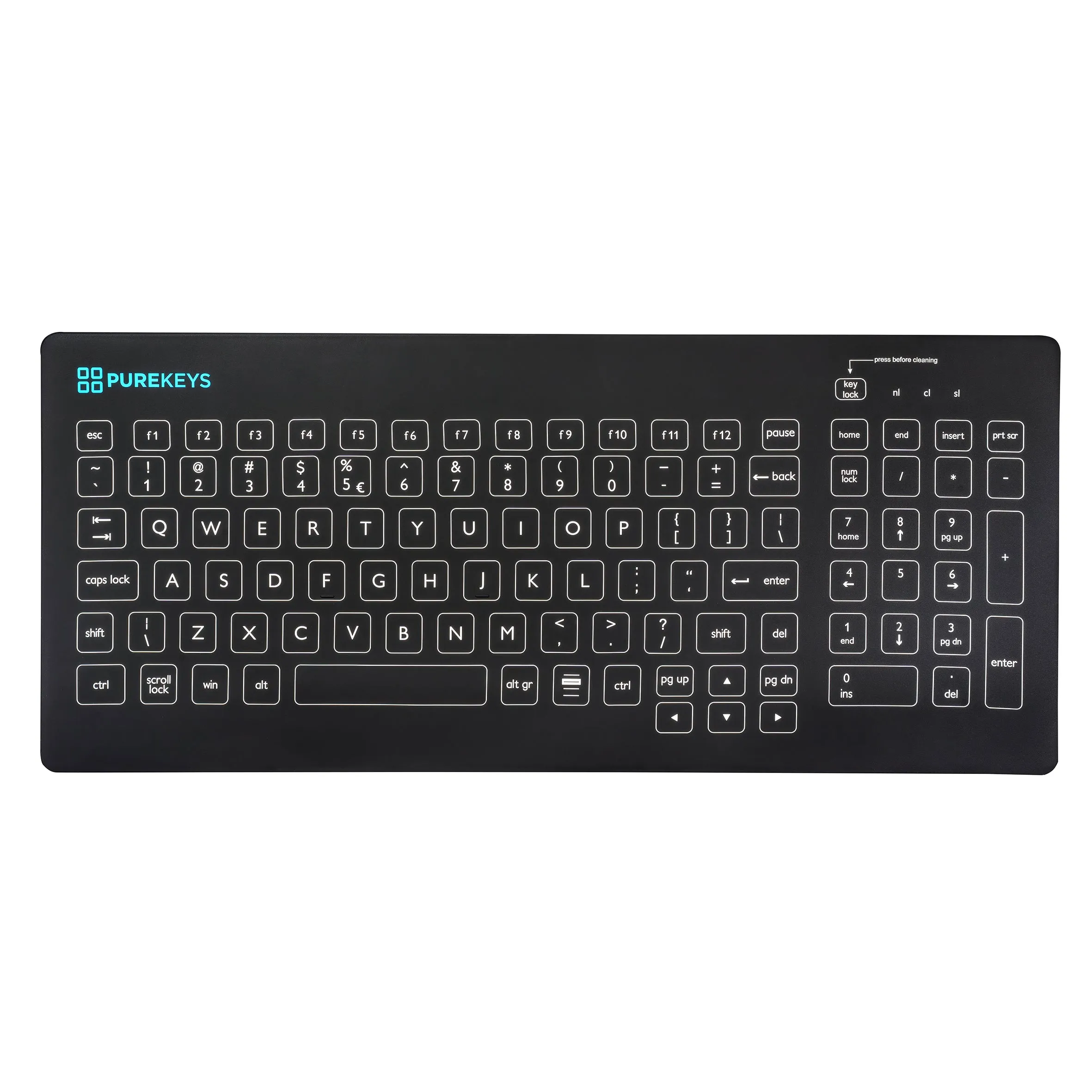 Purekeys Compact Keyboard and Mouse Set - Black, Wired