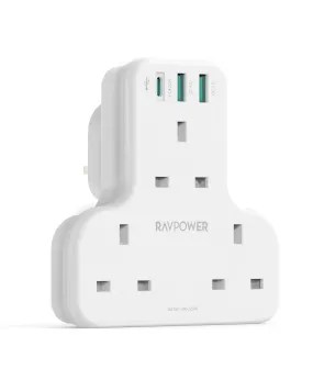 RAVPOWER 20W Wall Charger With 3 AC Plugs & 3 USB Ports - PC1036