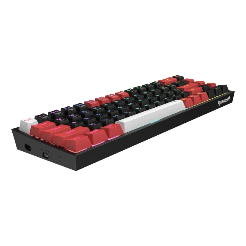 Redragon Castor Pro 68Key Wireless Red|Black|White Keycap Bluetooth Rgb Red Switch - Black|Red