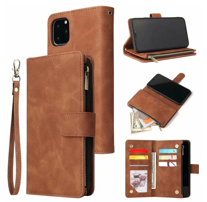 Retro Frosted Leather Wallet Case