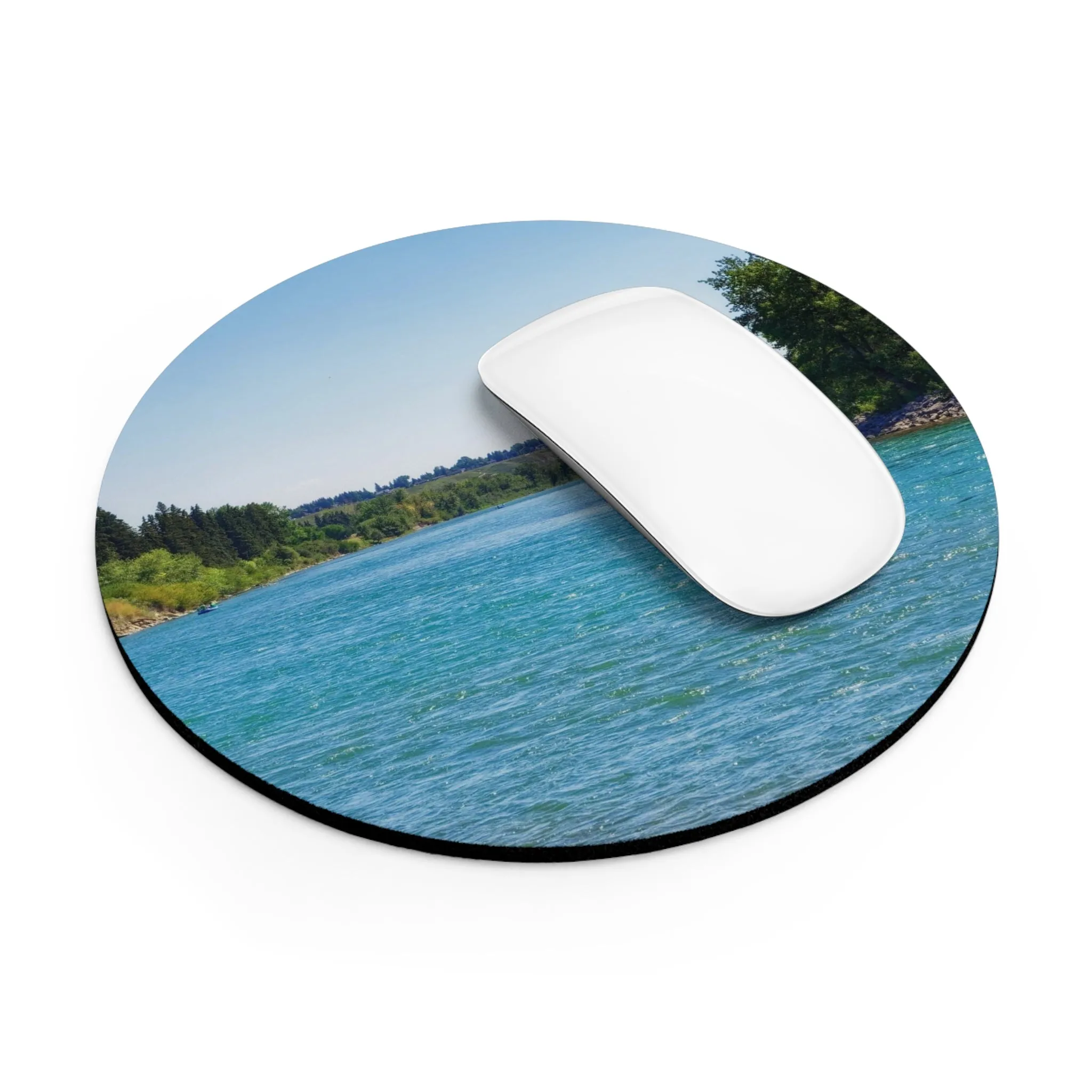 Round Mouse Pad - Bow River Bowness Park