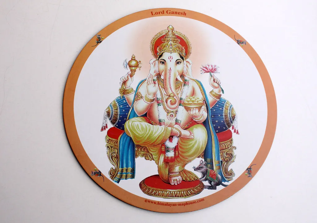 Round Soft Rubber Non Slip Lord Ganesh Printed Mouse Pad