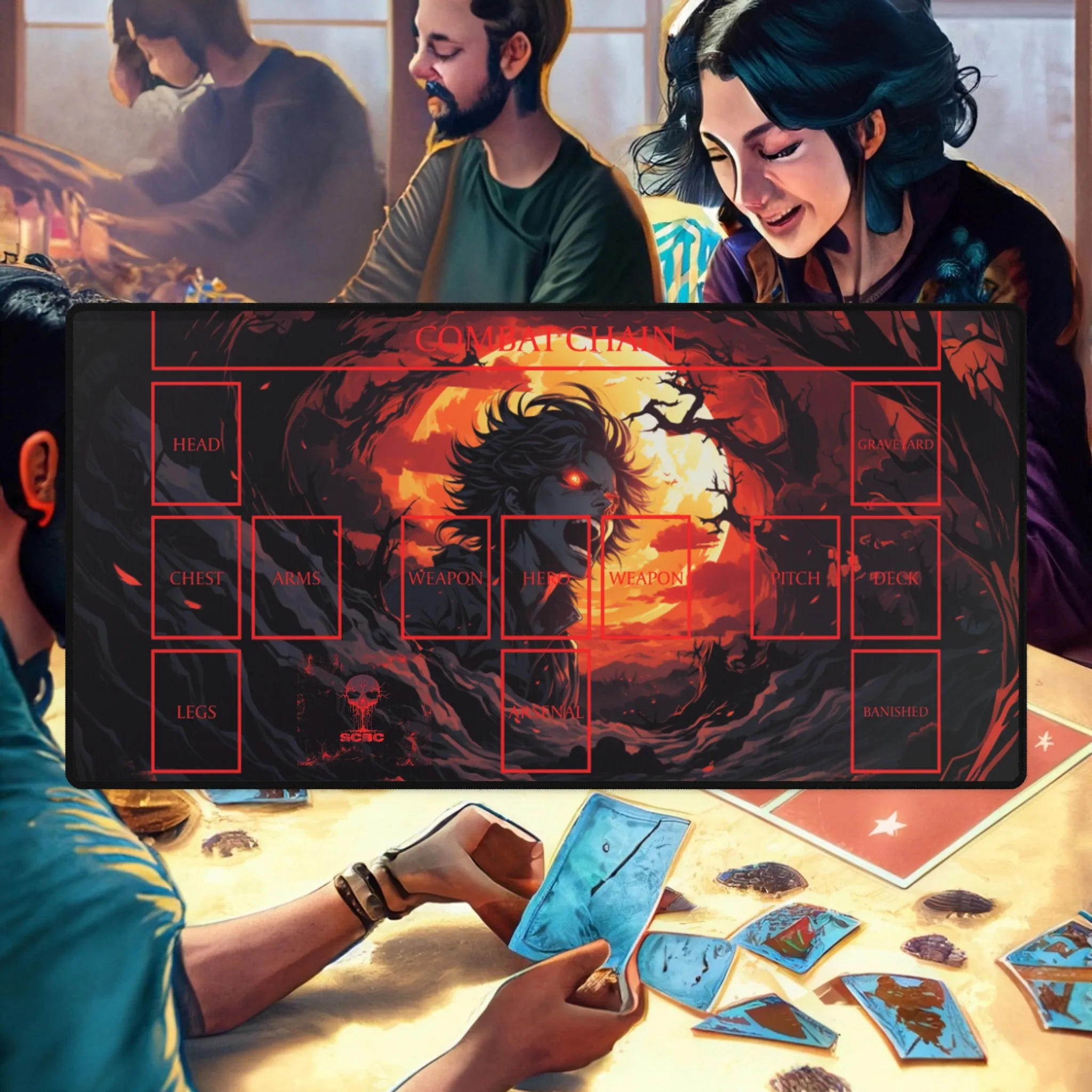 SCBC:  "Blood Moon" Play Mat. Flesh & Blood. Card Game. Brute. Cards. Fun. Play Mat. Birthday Gift. Gift For Nerds.