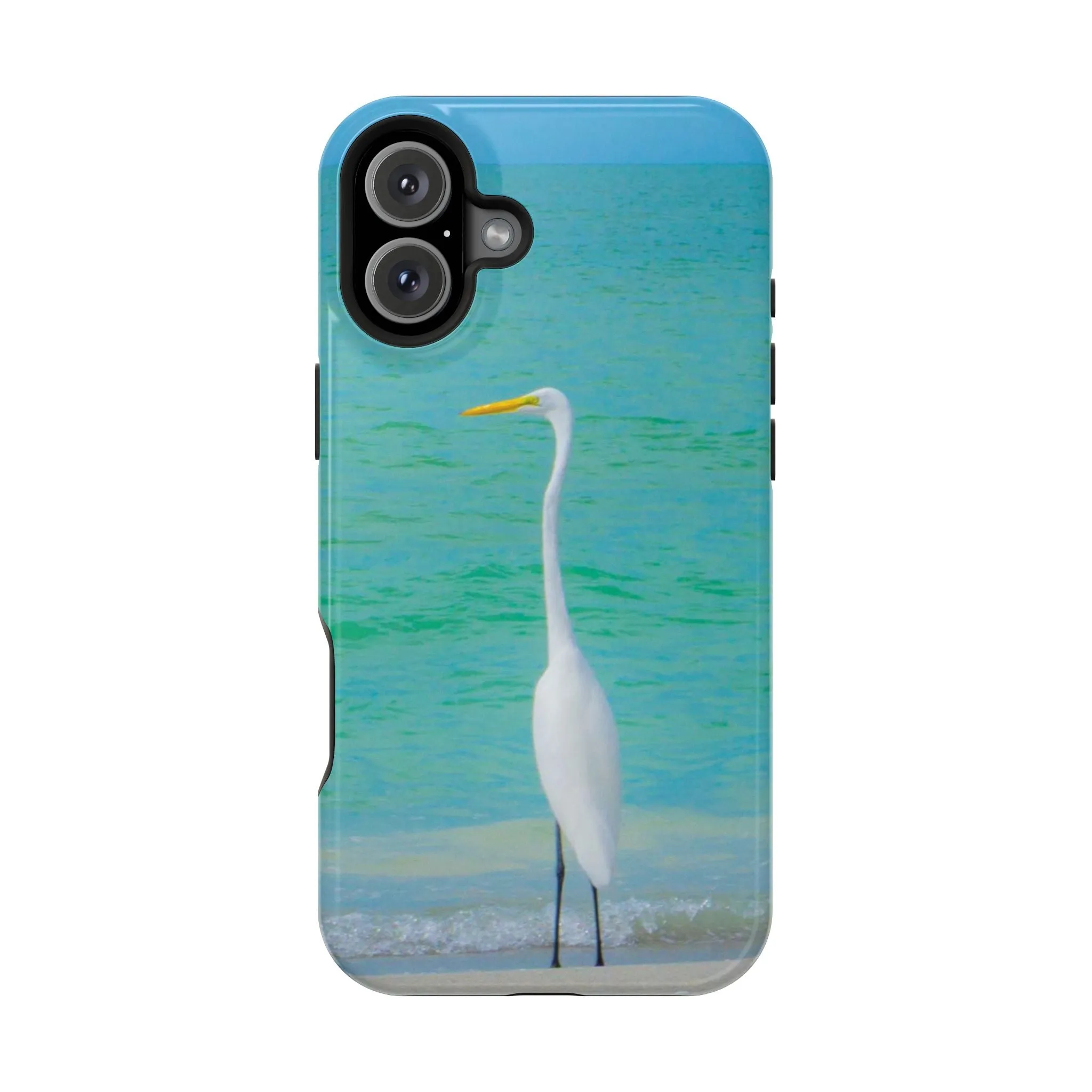 Snow Bird Crane MagSafe Tough iPhone Case| Durable and Flexible Impact-resistant MagSafe Case| Great Egret| Longboat Key| Electronic Accessories