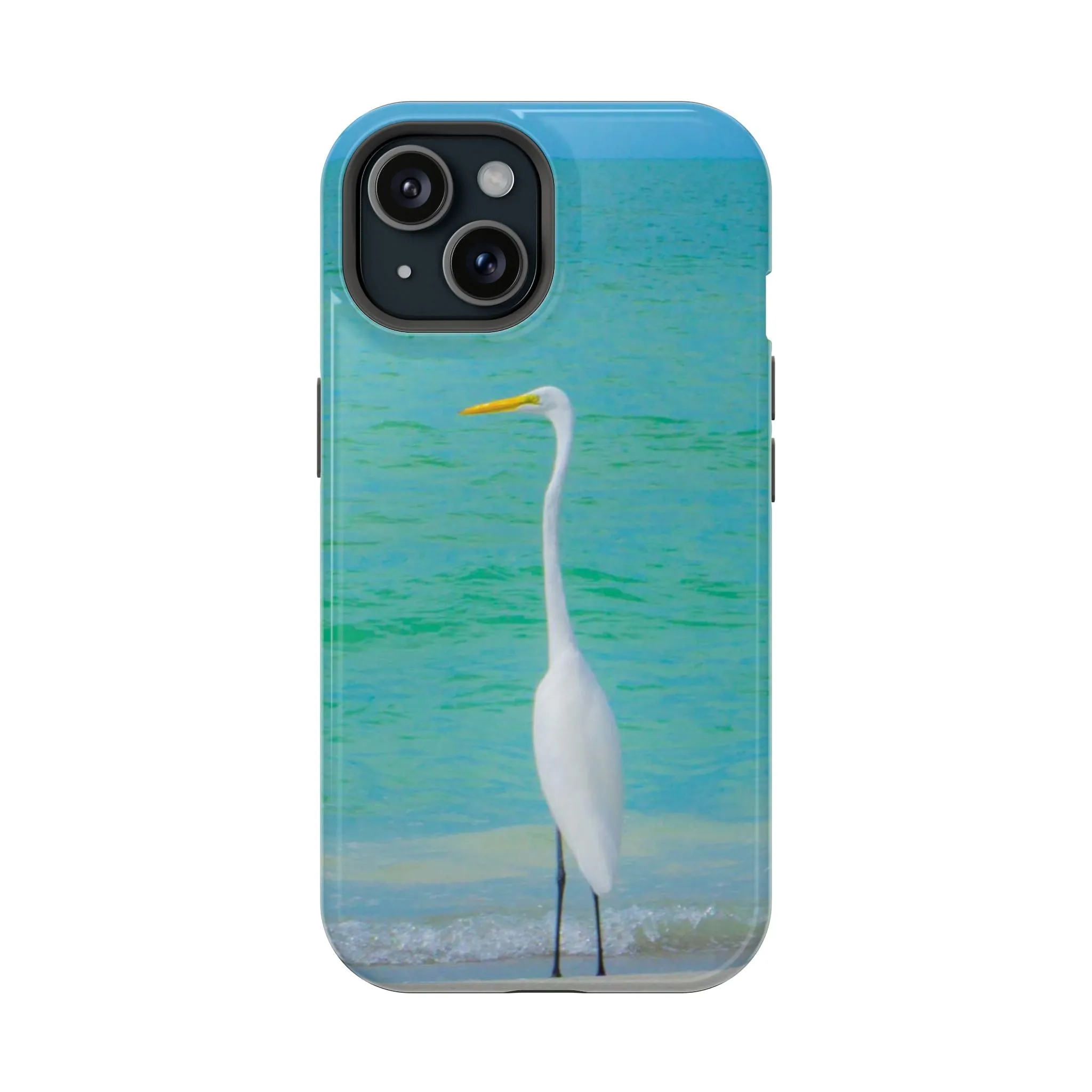 Snow Bird Crane MagSafe Tough iPhone Case| Durable and Flexible Impact-resistant MagSafe Case| Great Egret| Longboat Key| Electronic Accessories