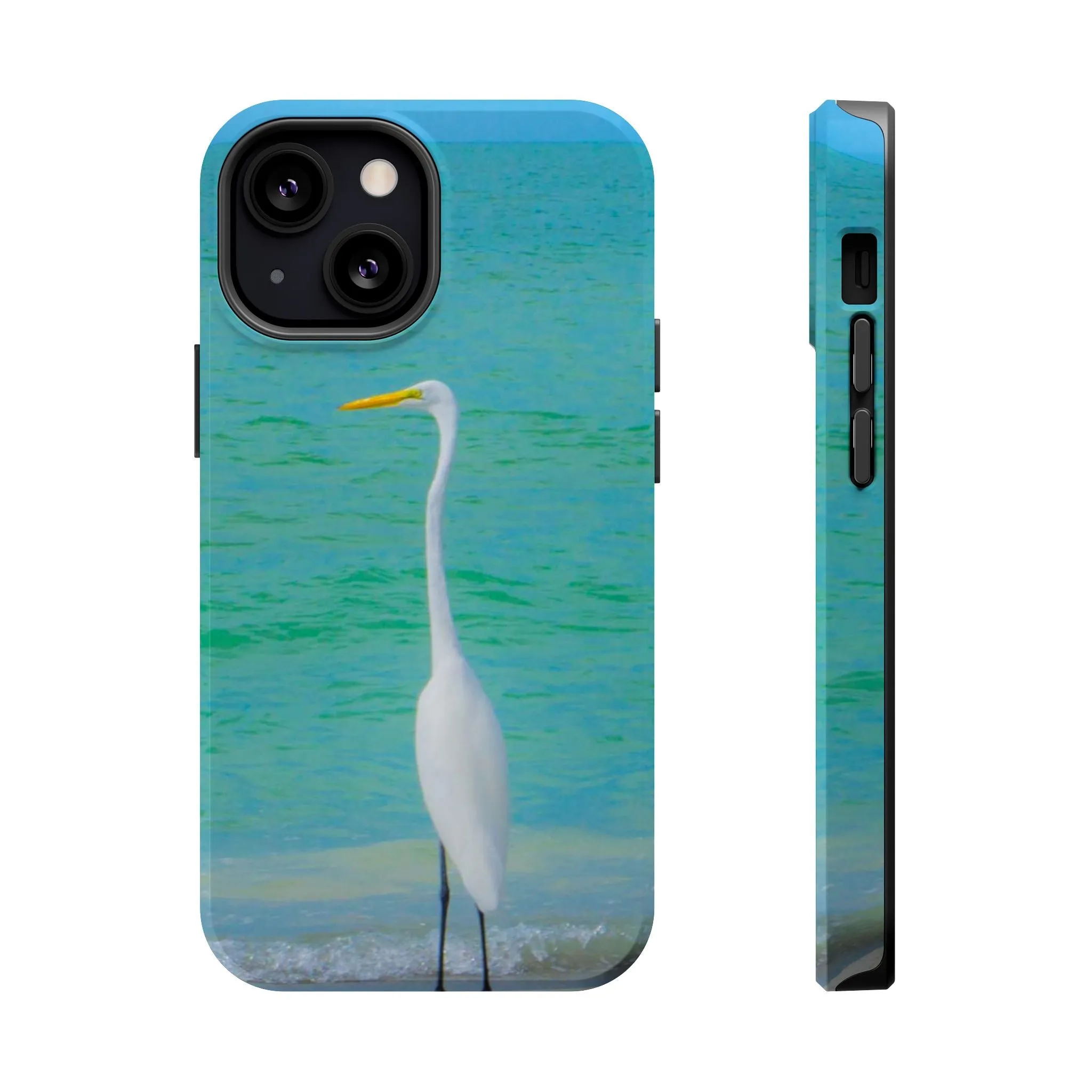 Snow Bird Crane MagSafe Tough iPhone Case| Durable and Flexible Impact-resistant MagSafe Case| Great Egret| Longboat Key| Electronic Accessories