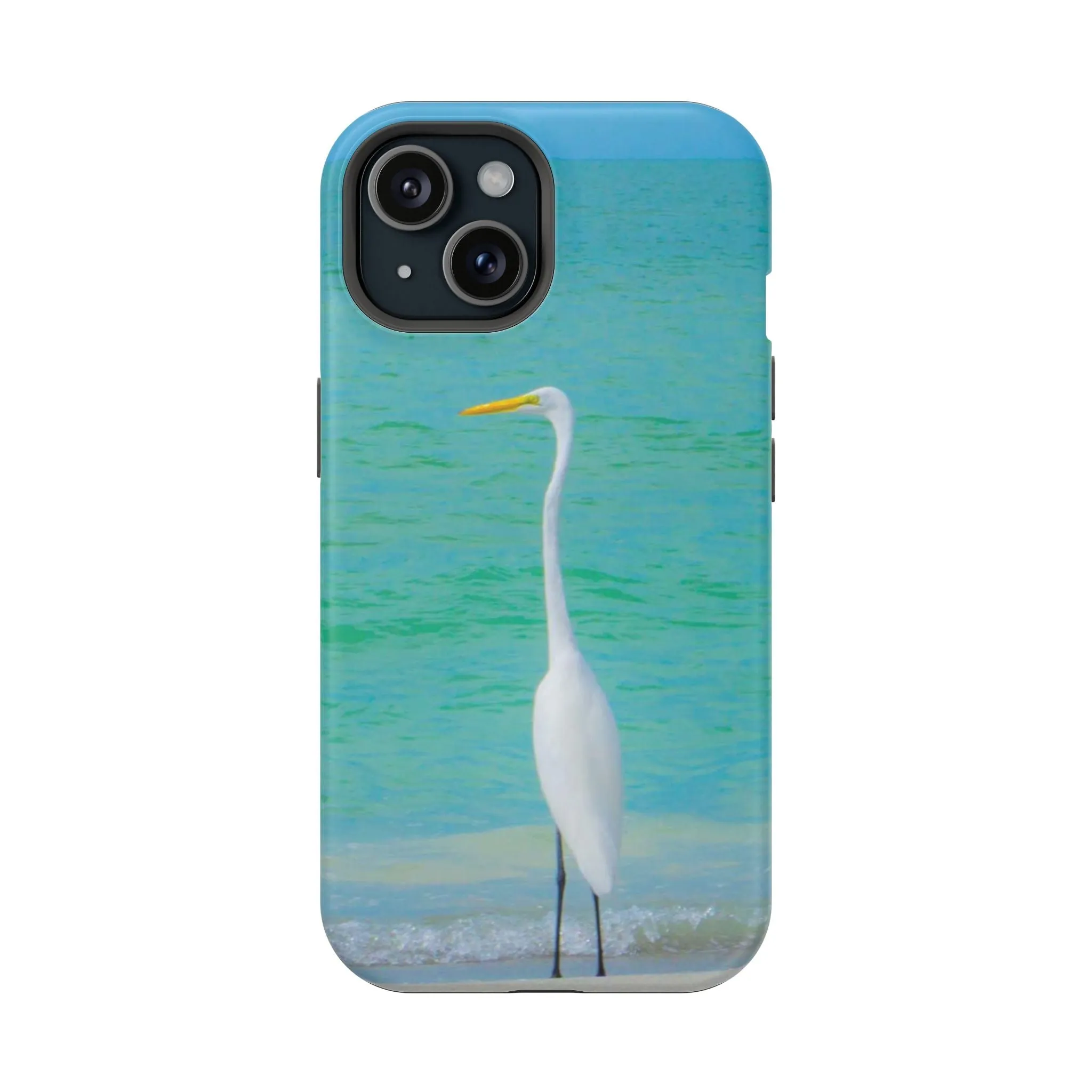 Snow Bird Crane MagSafe Tough iPhone Case| Durable and Flexible Impact-resistant MagSafe Case| Great Egret| Longboat Key| Electronic Accessories