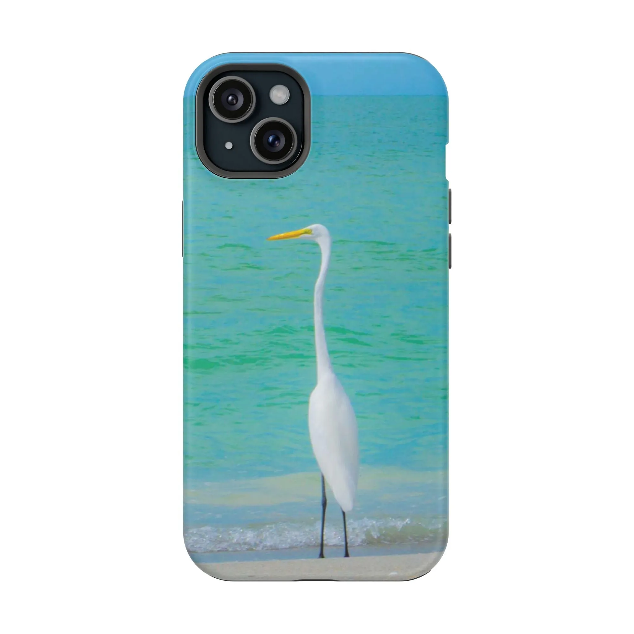 Snow Bird Crane MagSafe Tough iPhone Case| Durable and Flexible Impact-resistant MagSafe Case| Great Egret| Longboat Key| Electronic Accessories