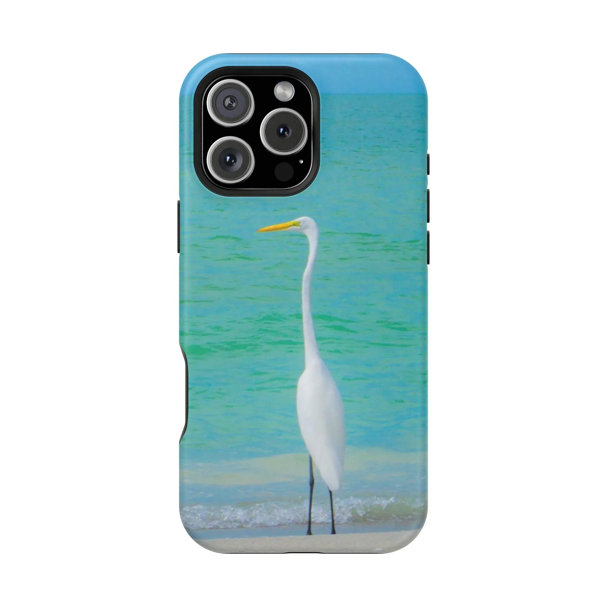 Snow Bird Crane MagSafe Tough iPhone Case| Durable and Flexible Impact-resistant MagSafe Case| Great Egret| Longboat Key| Electronic Accessories