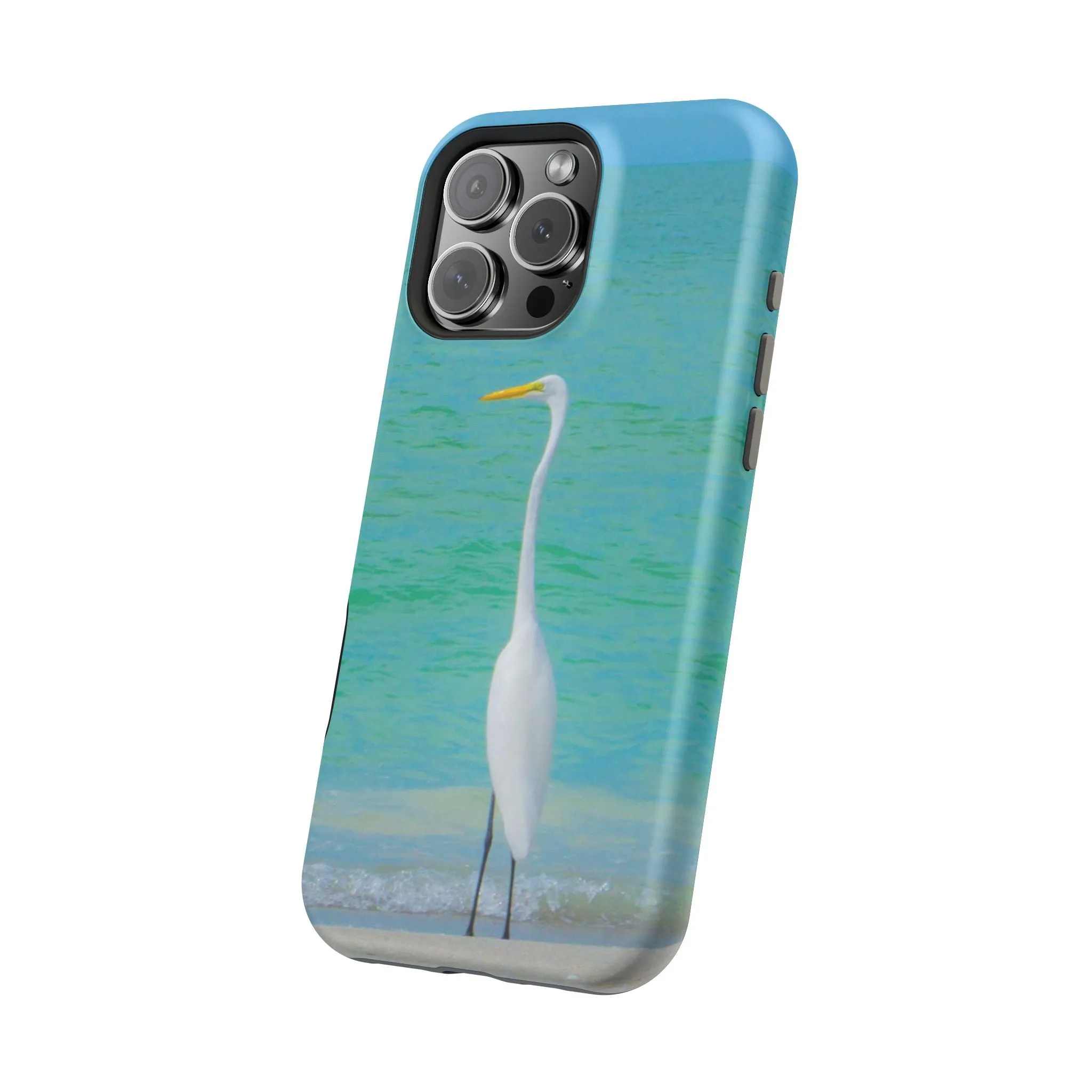 Snow Bird Crane MagSafe Tough iPhone Case| Durable and Flexible Impact-resistant MagSafe Case| Great Egret| Longboat Key| Electronic Accessories