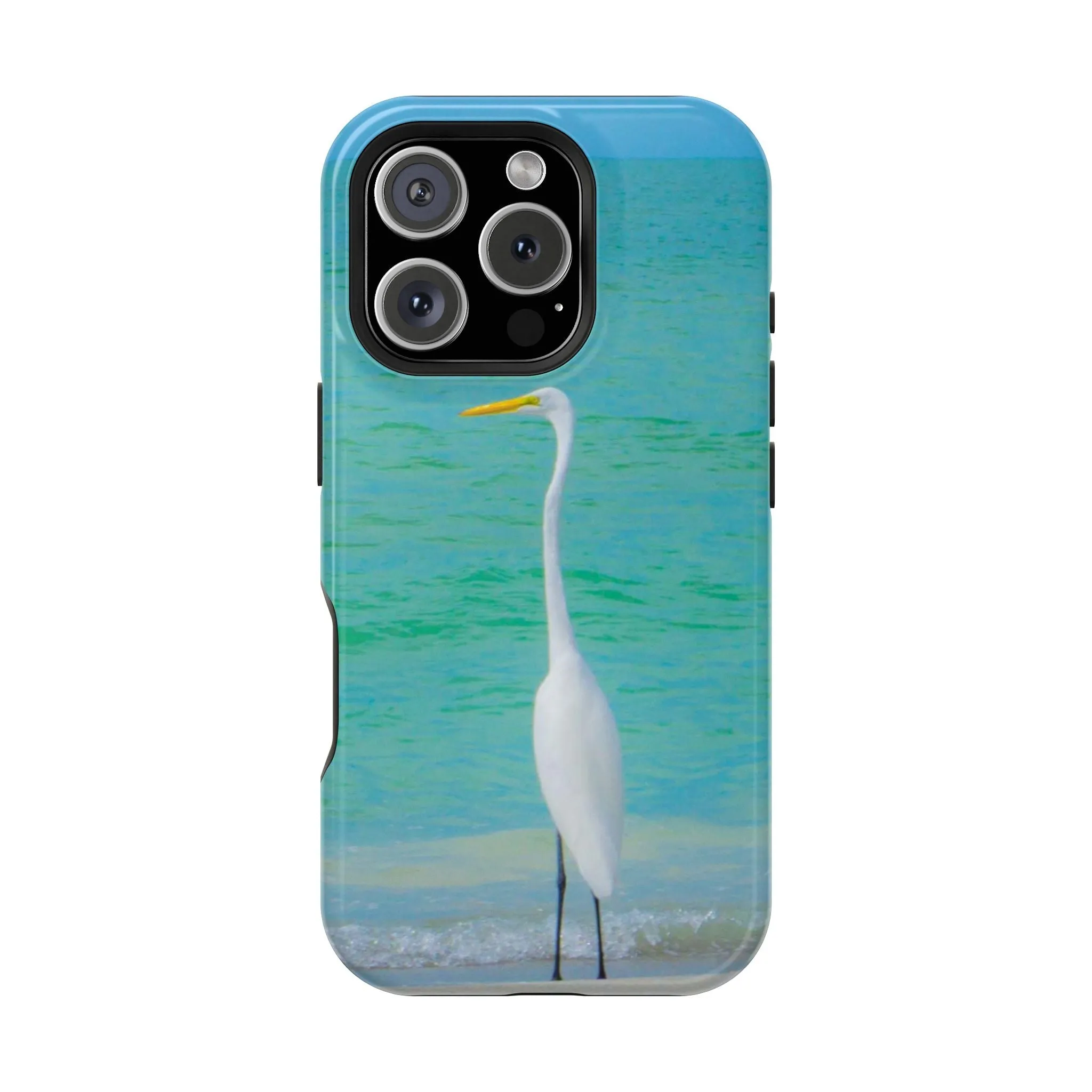 Snow Bird Crane MagSafe Tough iPhone Case| Durable and Flexible Impact-resistant MagSafe Case| Great Egret| Longboat Key| Electronic Accessories