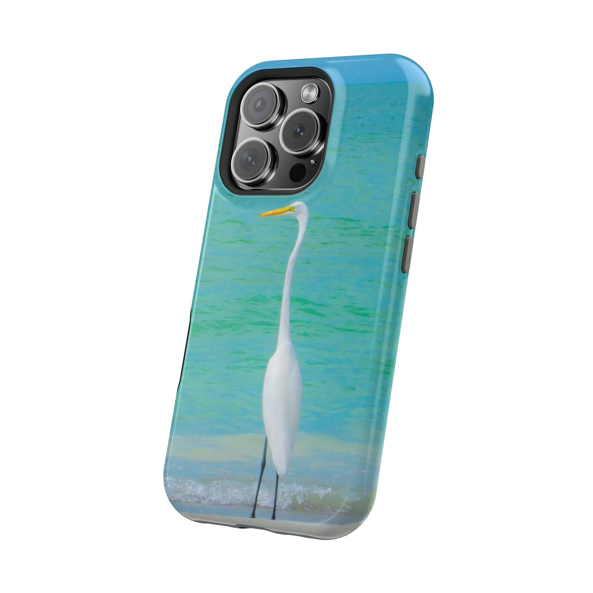 Snow Bird Crane MagSafe Tough iPhone Case| Durable and Flexible Impact-resistant MagSafe Case| Great Egret| Longboat Key| Electronic Accessories