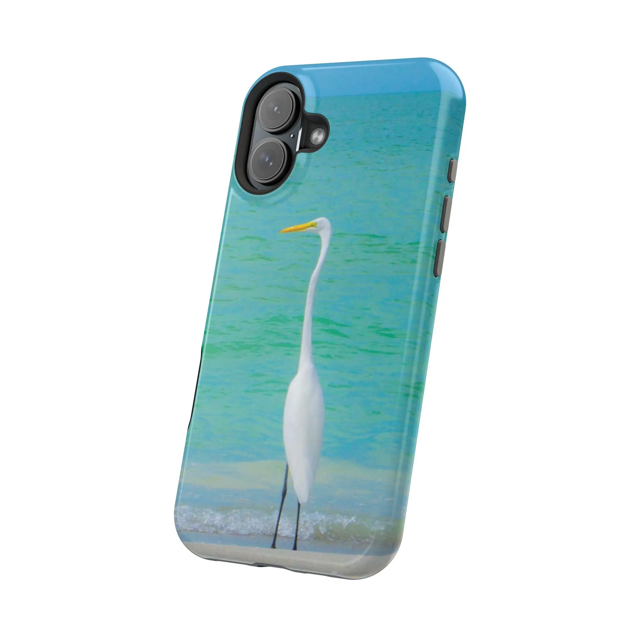 Snow Bird Crane MagSafe Tough iPhone Case| Durable and Flexible Impact-resistant MagSafe Case| Great Egret| Longboat Key| Electronic Accessories