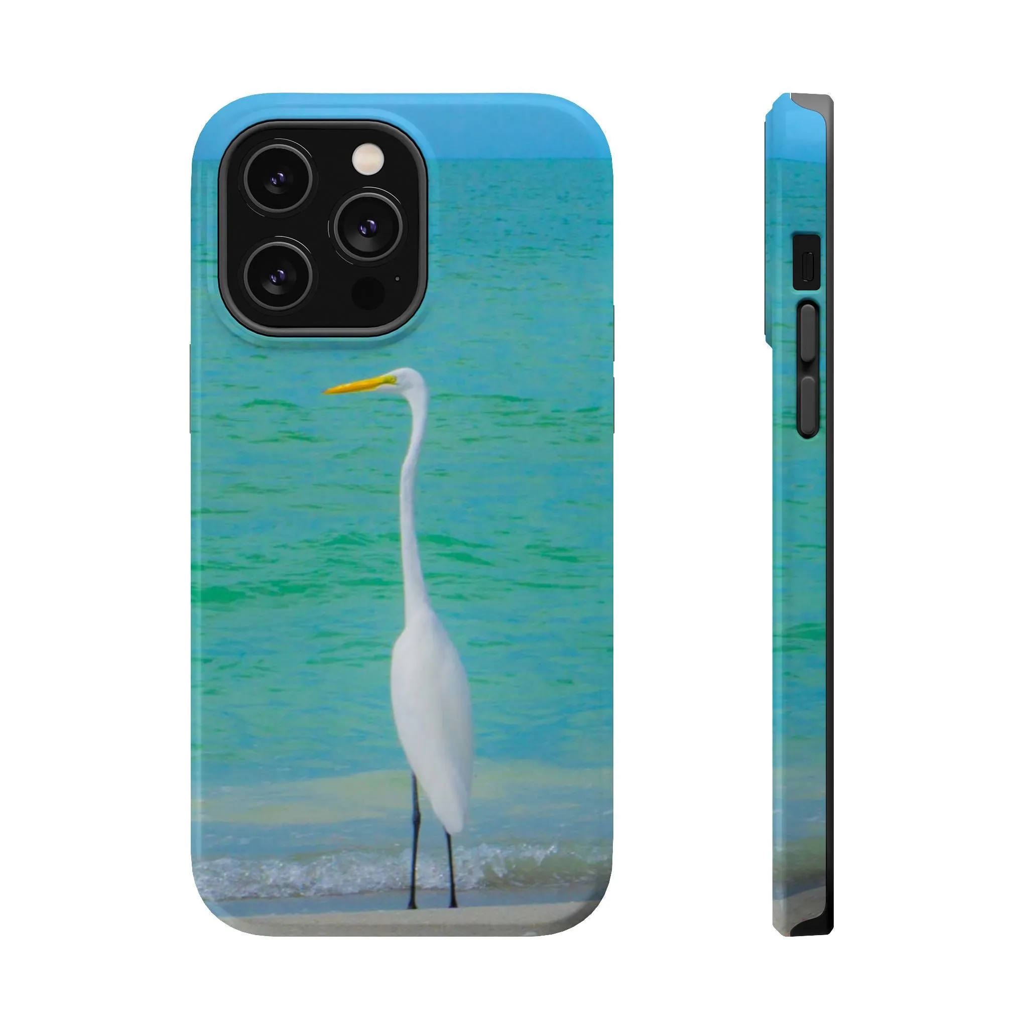 Snow Bird Crane MagSafe Tough iPhone Case| Durable and Flexible Impact-resistant MagSafe Case| Great Egret| Longboat Key| Electronic Accessories