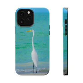 Snow Bird Crane MagSafe Tough iPhone Case| Durable and Flexible Impact-resistant MagSafe Case| Great Egret| Longboat Key| Electronic Accessories