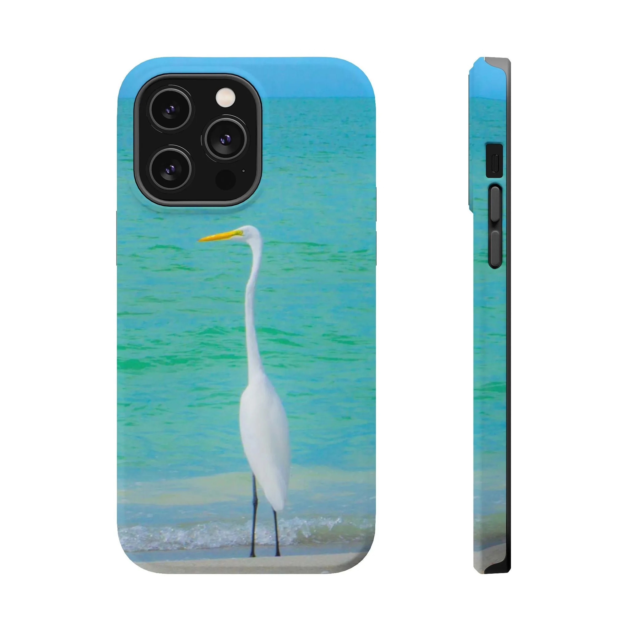 Snow Bird Crane MagSafe Tough iPhone Case| Durable and Flexible Impact-resistant MagSafe Case| Great Egret| Longboat Key| Electronic Accessories