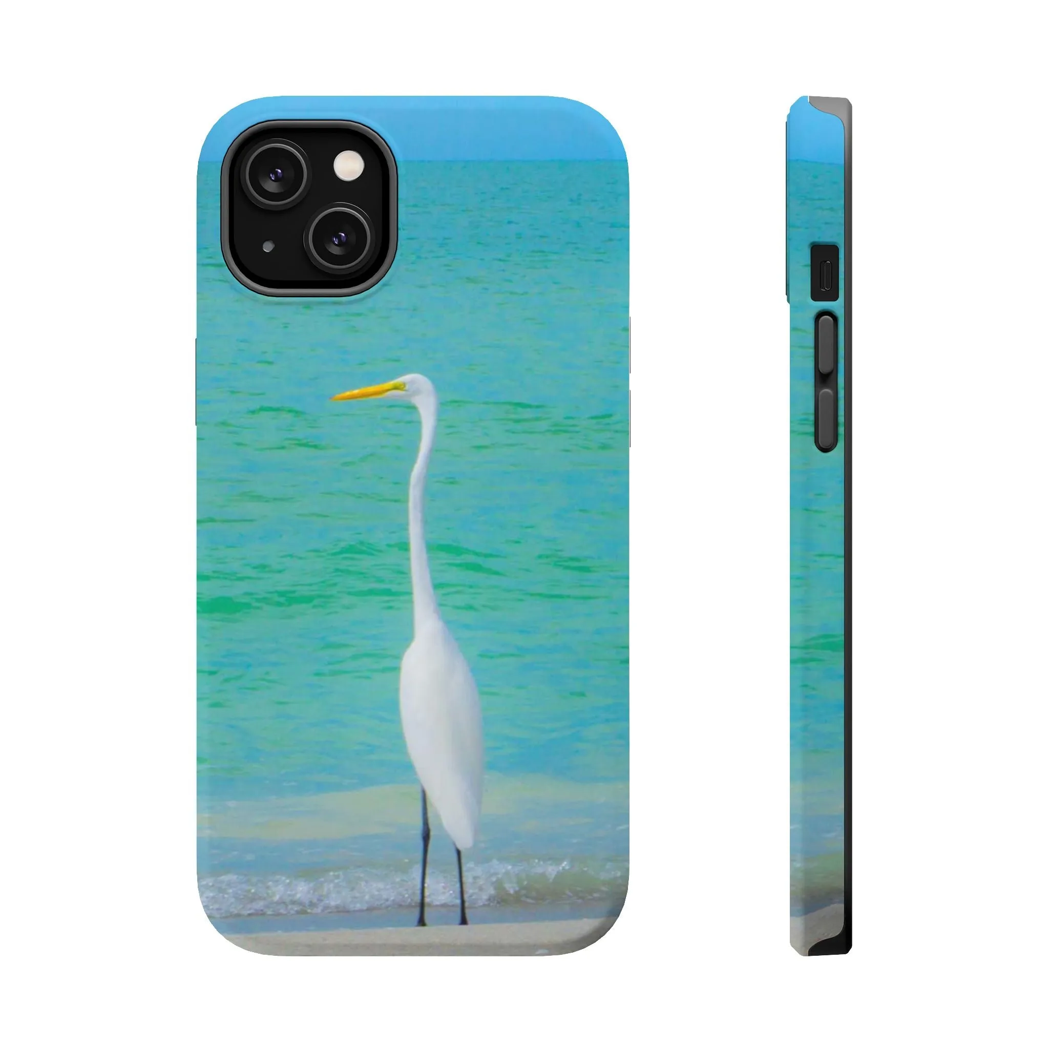 Snow Bird Crane MagSafe Tough iPhone Case| Durable and Flexible Impact-resistant MagSafe Case| Great Egret| Longboat Key| Electronic Accessories