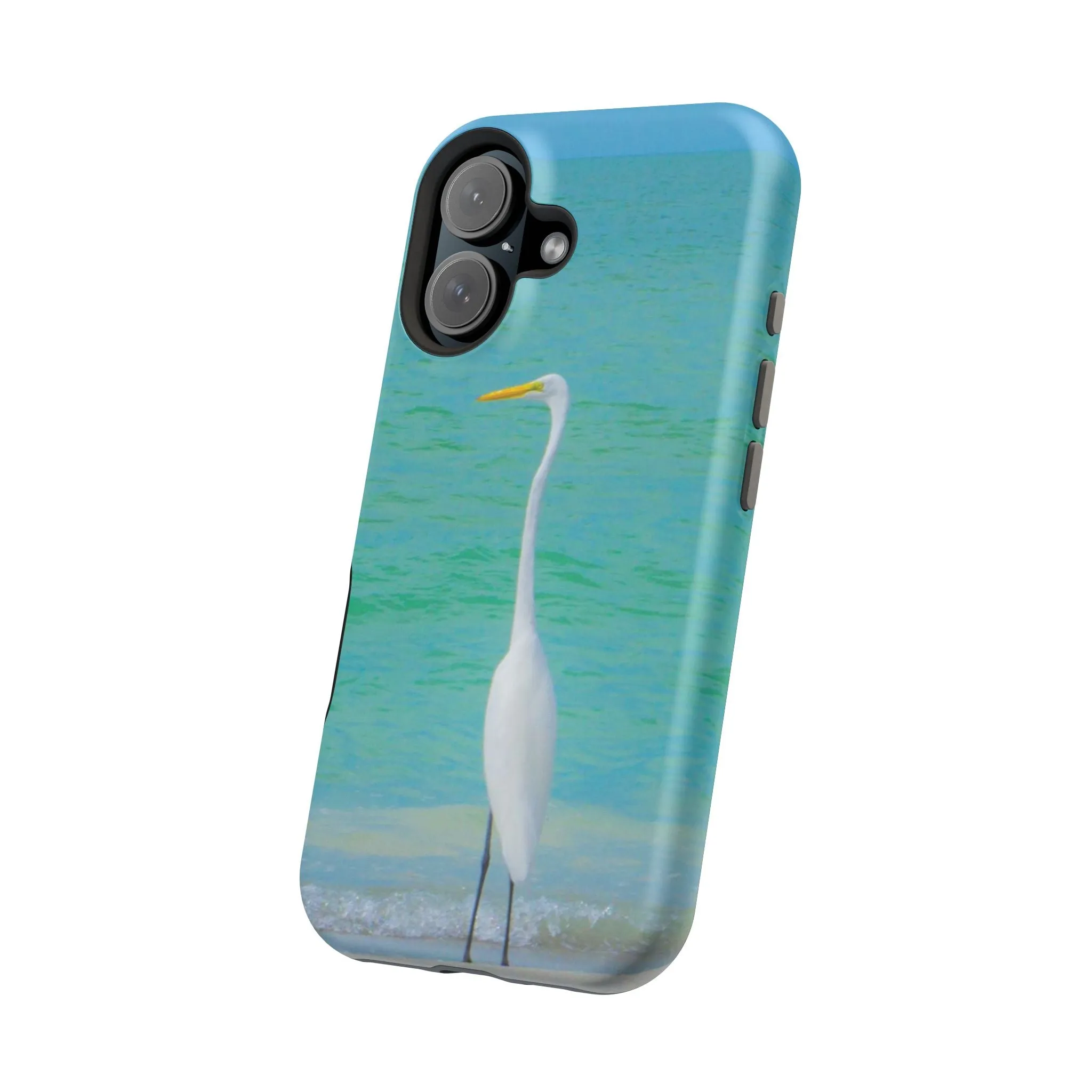 Snow Bird Crane MagSafe Tough iPhone Case| Durable and Flexible Impact-resistant MagSafe Case| Great Egret| Longboat Key| Electronic Accessories