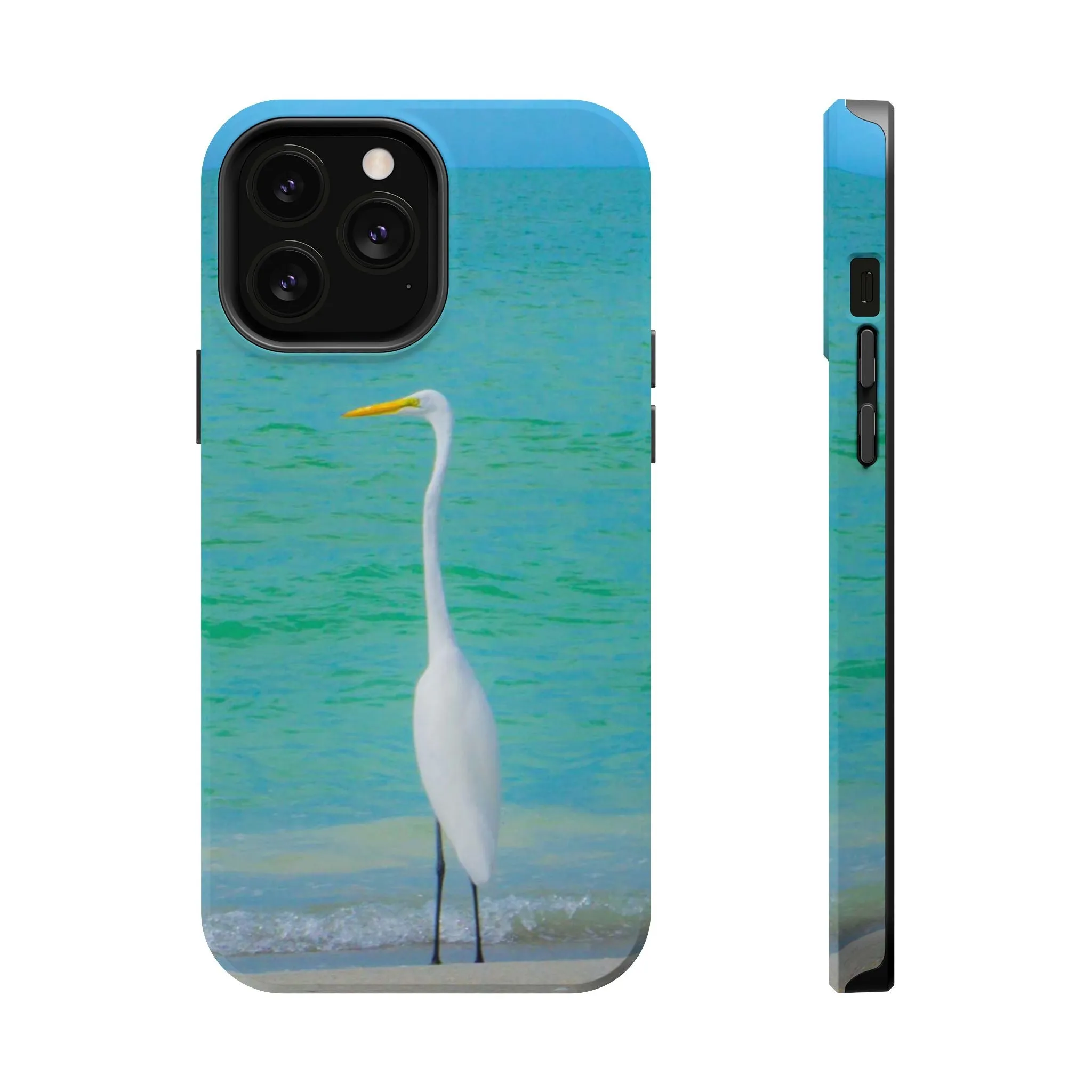 Snow Bird Crane MagSafe Tough iPhone Case| Durable and Flexible Impact-resistant MagSafe Case| Great Egret| Longboat Key| Electronic Accessories