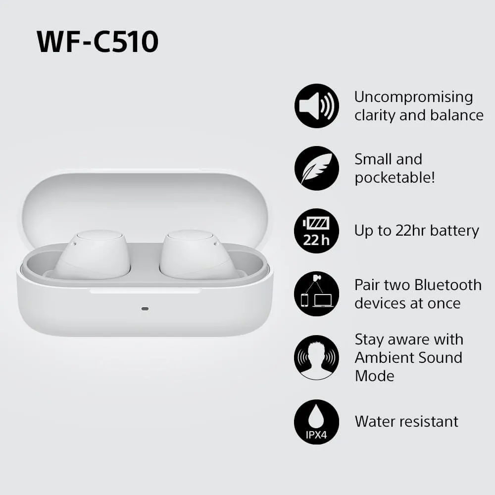 Sony WF-C510 Wireless Bluetooth Earbuds White -WF-C510WC