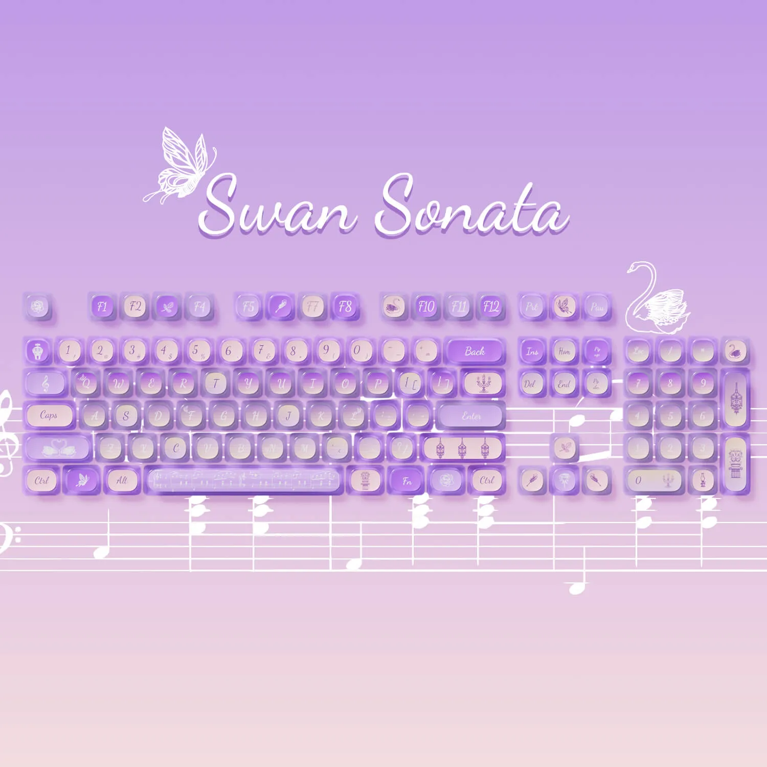 Swan Sonata Pudding Keycap Set (140-key)