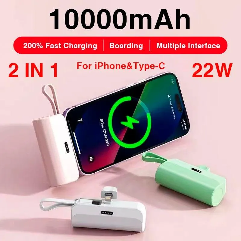 Ultra-Compact Fast Charging Power Bank for iPhone & Samsung