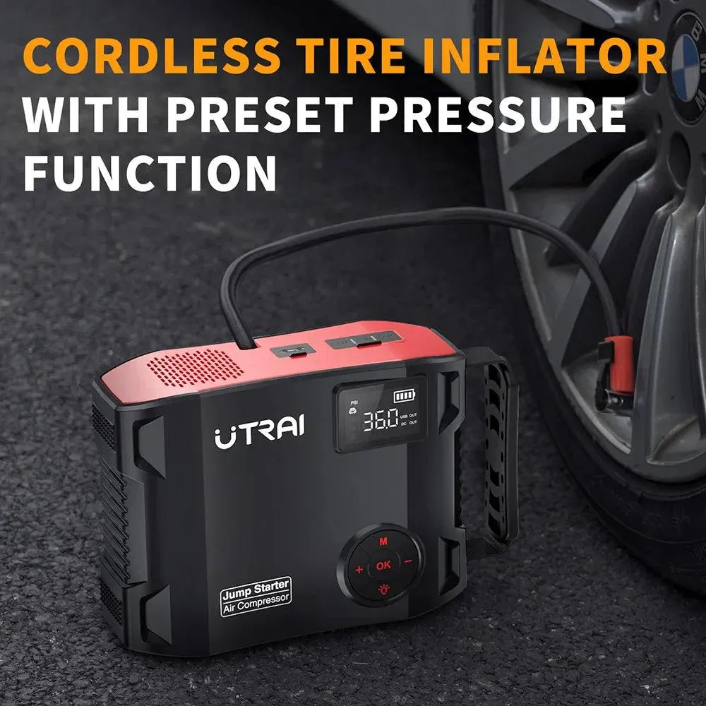 UTRAI 4-in-1 Emergency Air Pump & Jump Starter with LED Flashlight