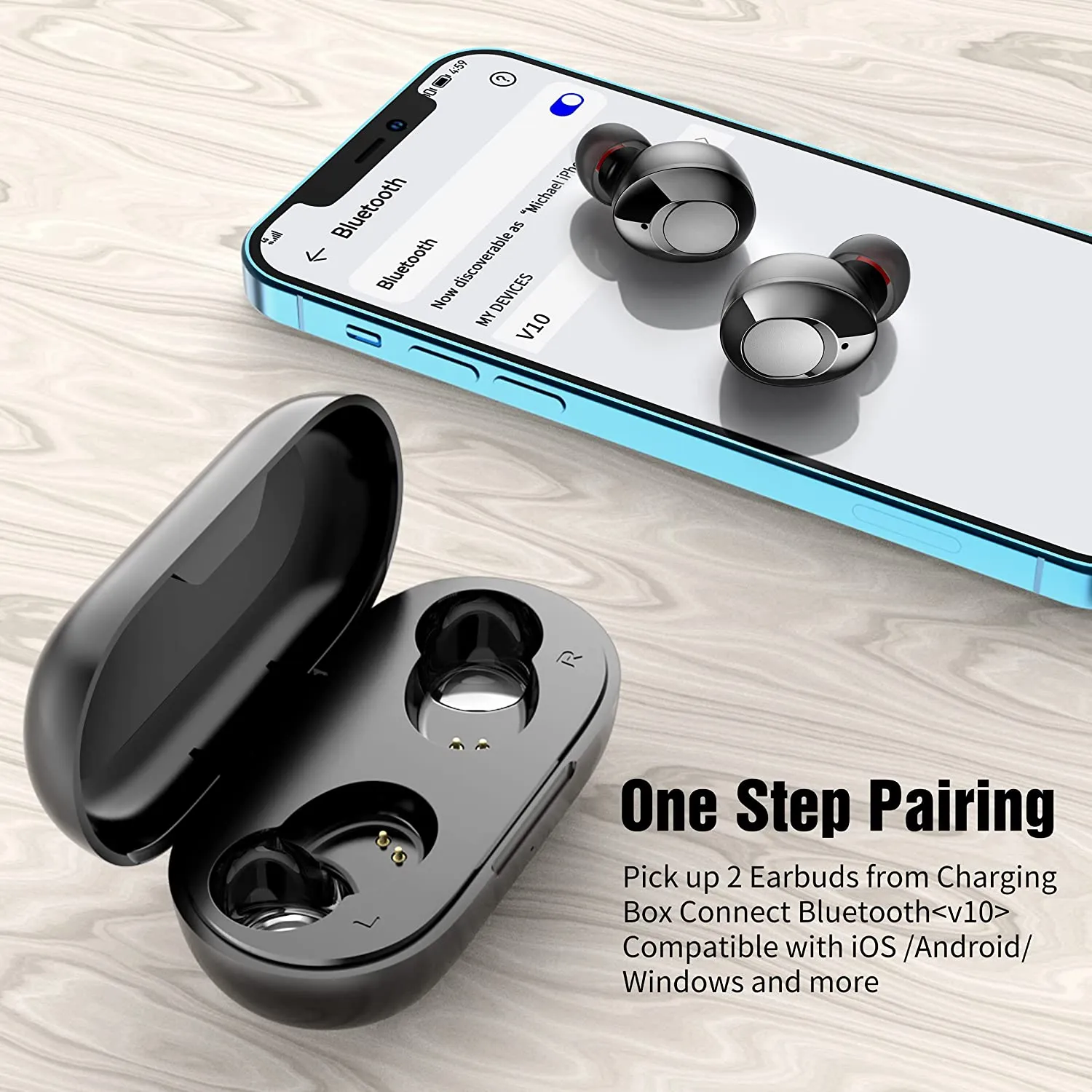 Wireless Earbuds Supfine V10 Bluetooth 5.2 Ear Buds & Wireless Charging Case